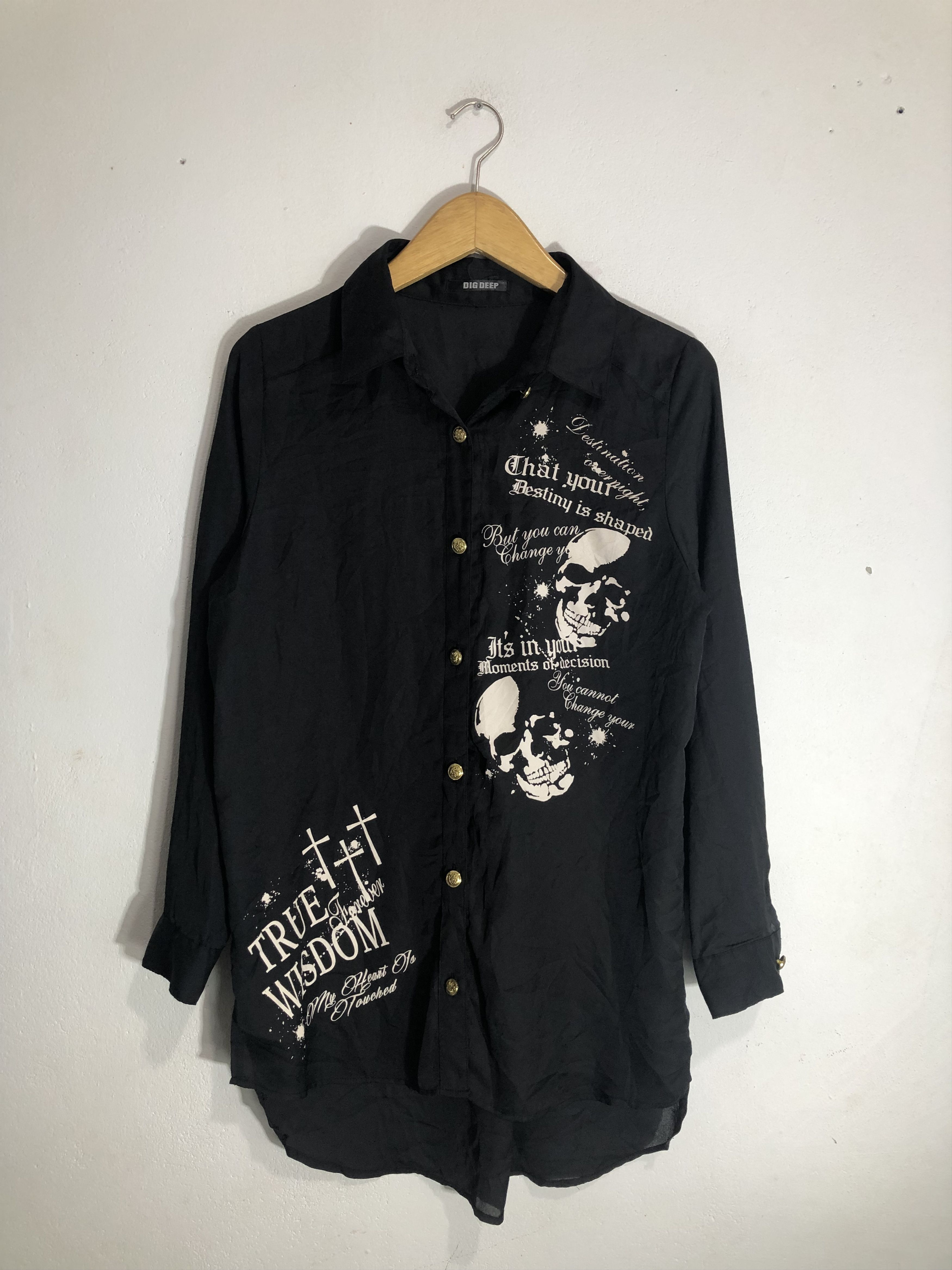 Japanese Brand Dig Deep Poem Black Button Shirt Size US M / EU 48-50 / 2 - 1 Thumbnail