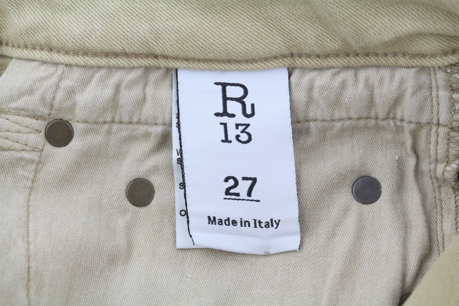 R13 BOY STRAIGHT 27 Khaki Stretchy Washed Cropped 86277 Size 27" / US 4 / IT 40 - 9 Thumbnail