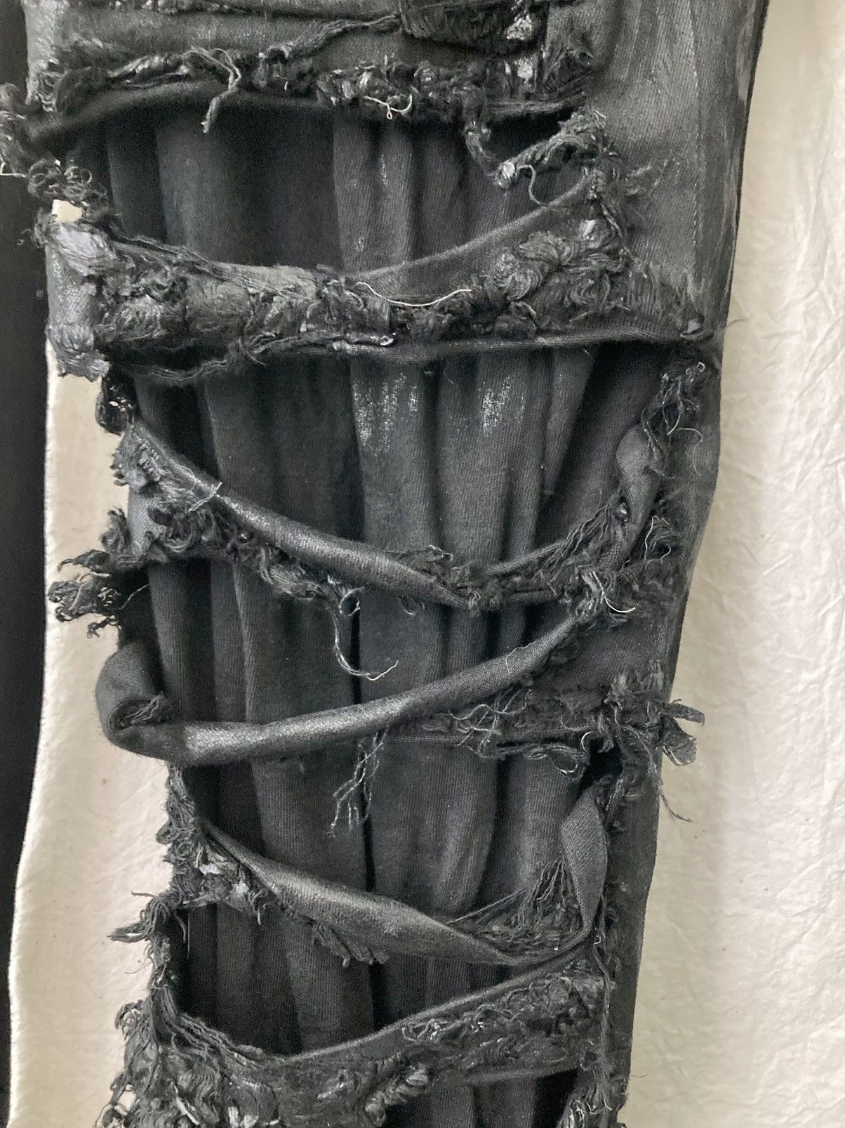 Rick Owens Black Foil Slash Stretch Denim