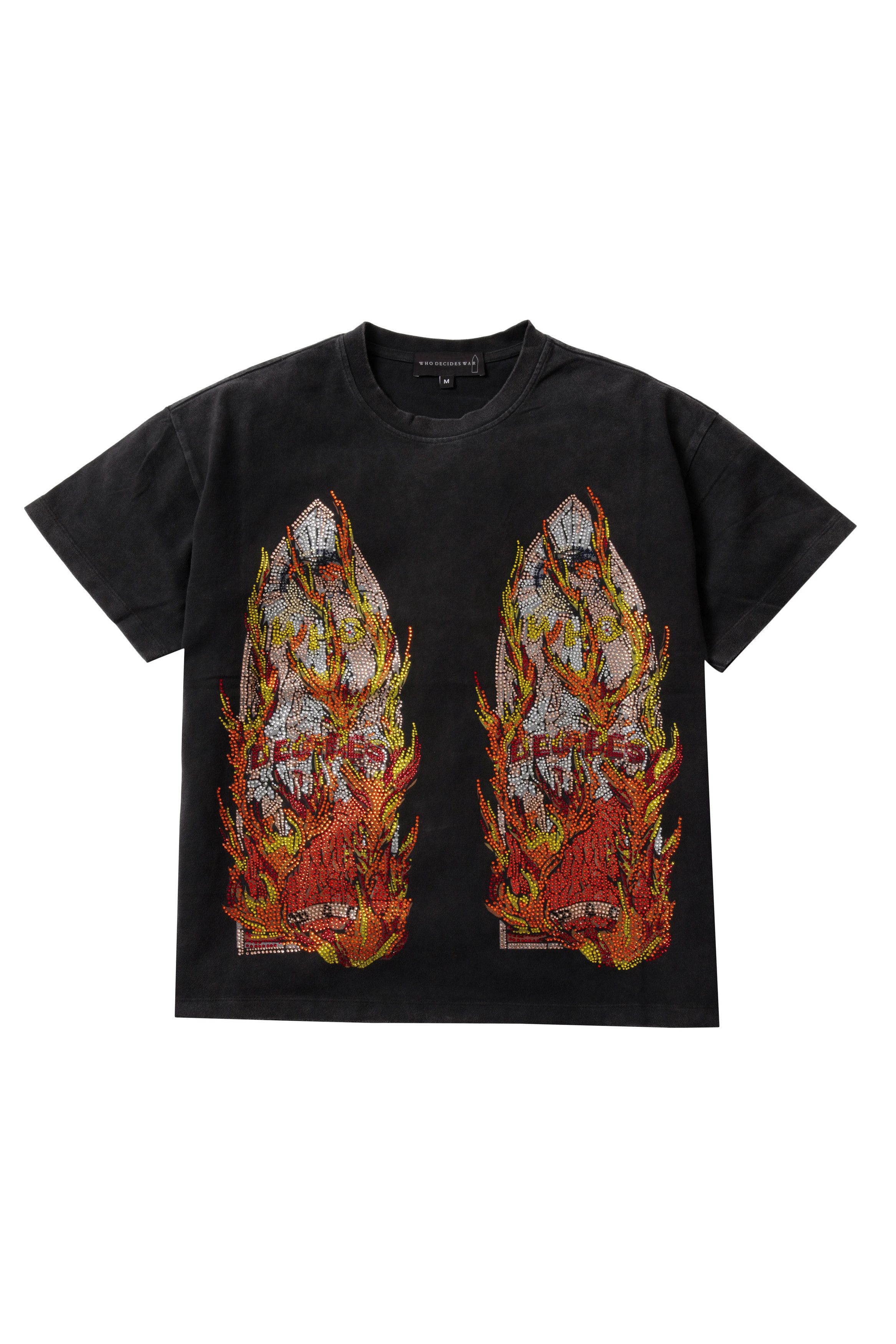 Who Decides War Who Decides War 'Flame Glass' Black Rhinestone Tee Size US XXL / EU 58 / 5 - 1 Preview