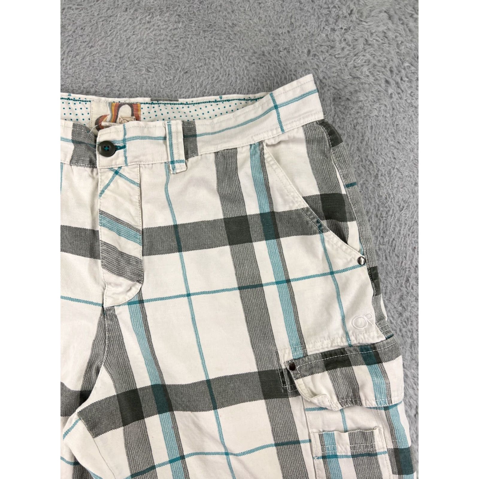 Ocean Pacific Ocean Pacific Shorts Mens 40 White Gray Plaid Cargo 100% Cotton Skateboard Size US 40 / EU 56 - 7 Thumbnail