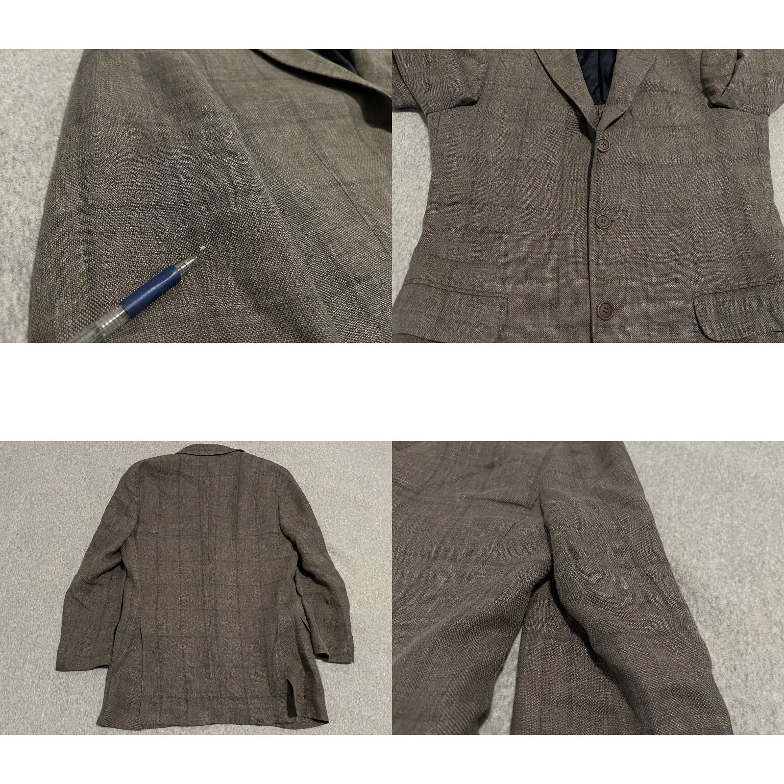 Brunello Cucinelli Brunello Cucinelli Blazer Jacket Mens 38 Gray Linen Silk Wool Short Check Coat Sport Mens Size 38R - 8 Thumbnail