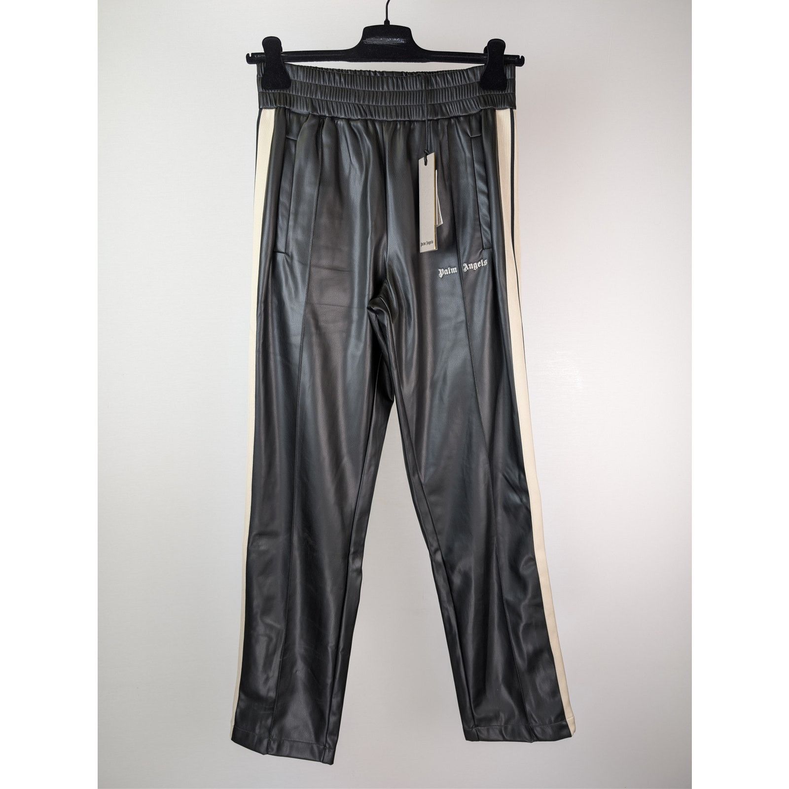 Palm Angels o1rshd1 Leather Effect Track Pants in Black / Off White Size US 32 / EU 48 - 2 Thumbnail