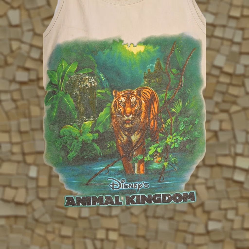 Disney Walt Disney World Animal Kingdom Vintage Tank T-Shirt Tee OS XL Beige 90s Cartoon Mens Shirt Tank Top Size US XL / EU 56 / 4 - 1 Thumbnail