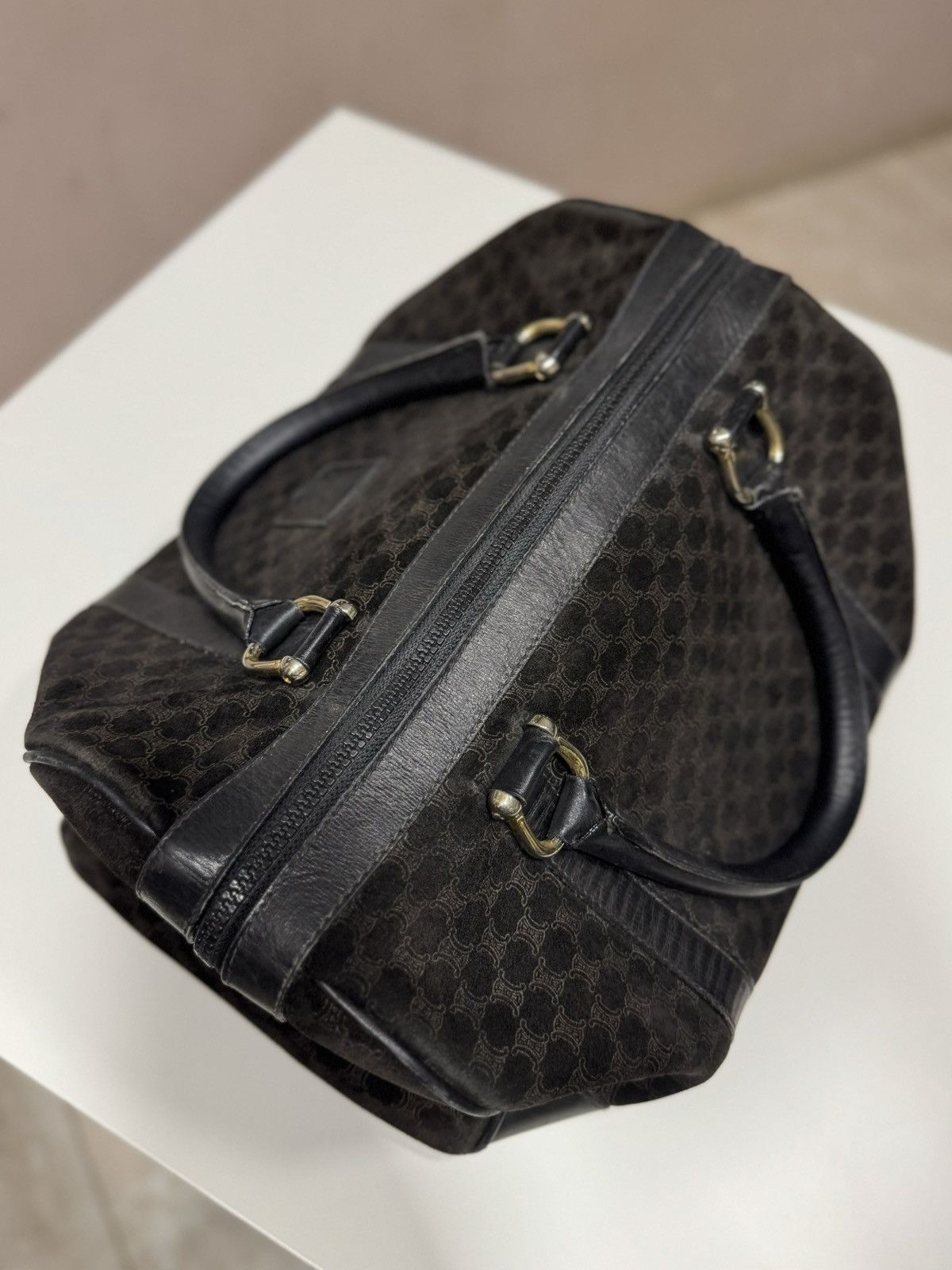Celine ★0% TAX★ CELINE MACADAM SUEDE MONOGRAM SPORT BOSTON BAG 90S Size ONE SIZE - 4 Thumbnail