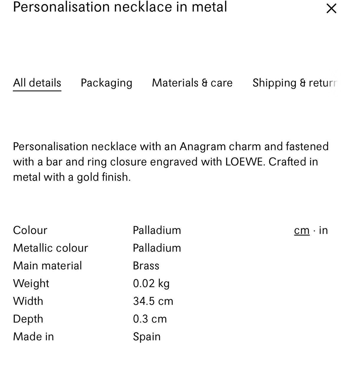 Loewe Loewe Personalisation Anagram Necklace Size ONE SIZE - 3 Thumbnail