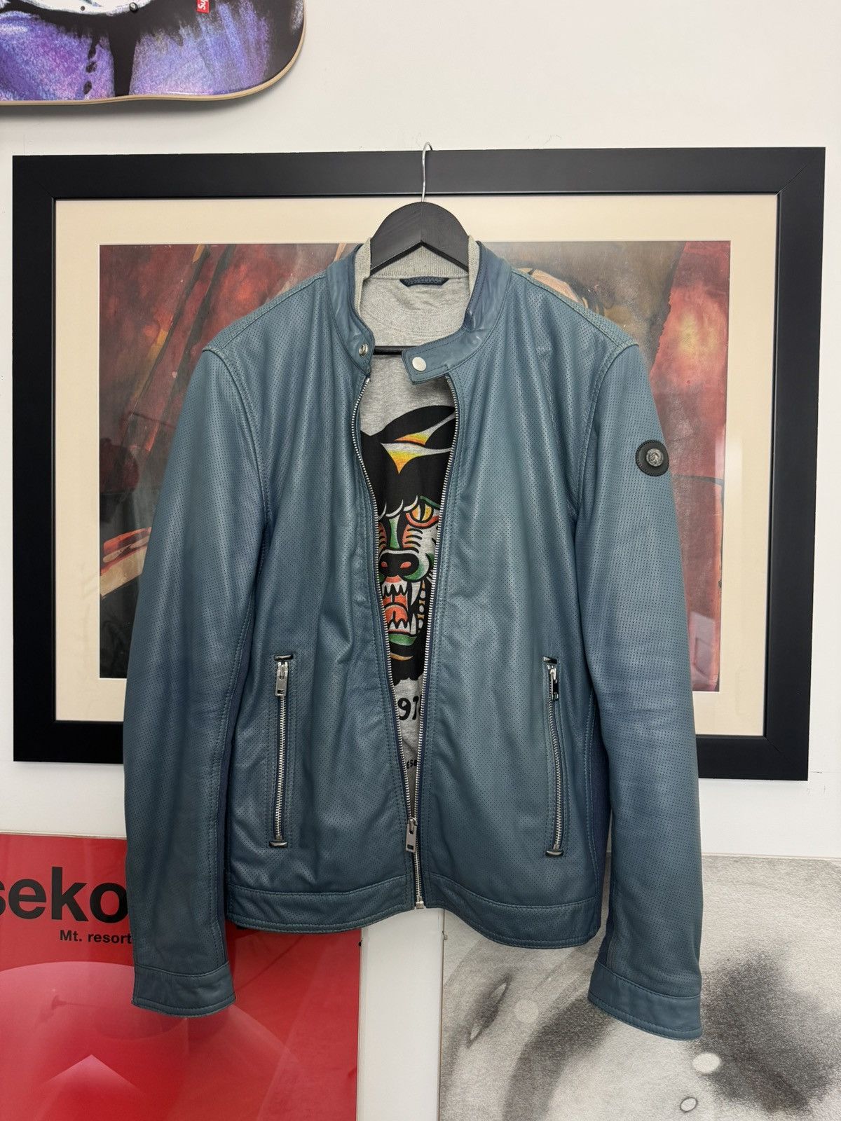 Diesel Rare Racing Moto Diesel Leather Jacket Vintage Y2k Washed | Grailed
