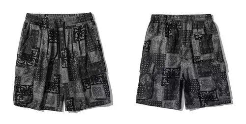 Japanese Brand 21SS Tokyo Union Black Grey Bandana Paisley Shorts Size US 32 / EU 48 - 2 Thumbnail