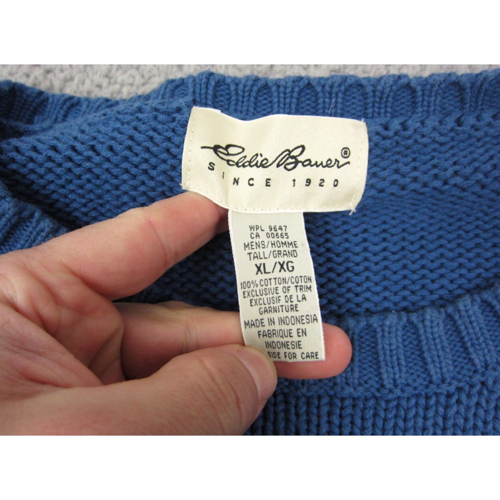 Eddie Bauer VINTAGE Eddie Bauer Sweater Mens XL Blue Cable-Knit Cotton Crew Neck Pullover 80s Rugby Size US XL / EU 56 / 4 - 2 Thumbnail