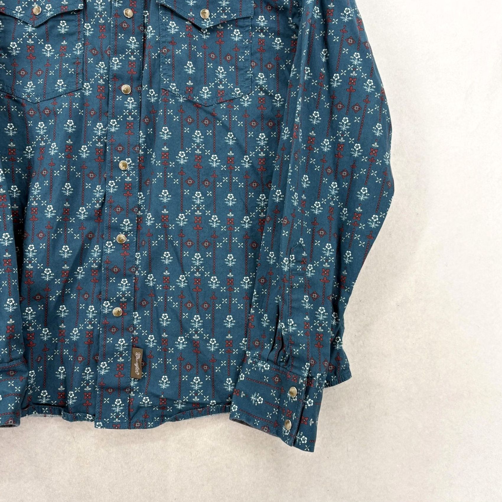 Wrangler Wrangler Retro Shirt Mens Large Blue Floral Long Sleeve Snap Up Western Cowboy Size US L / EU 52-54 / 3 - 3 Thumbnail