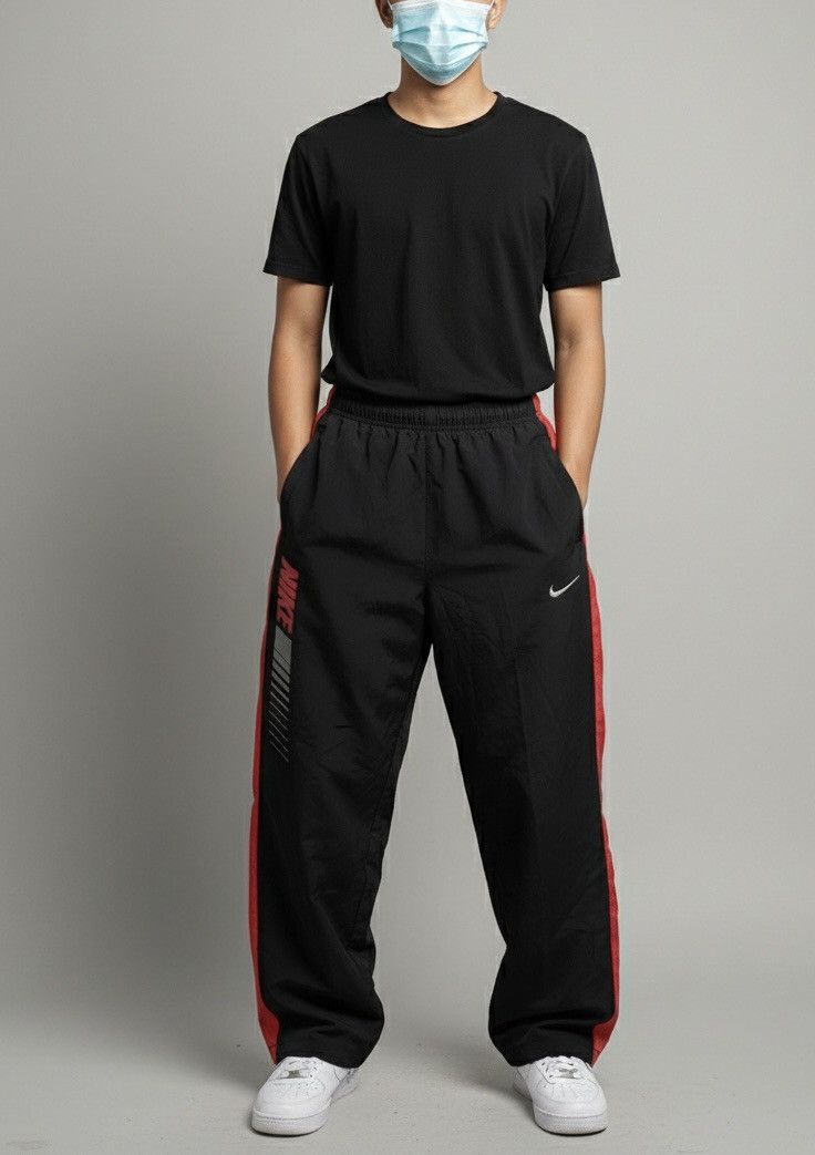 Nike × atmos VINTAGE NIKE 90S BAGGY NYLON WIDE LEG SWOOSH TRACK PANTS Y2K Size US 32 / EU 48 - 1 Thumbnail