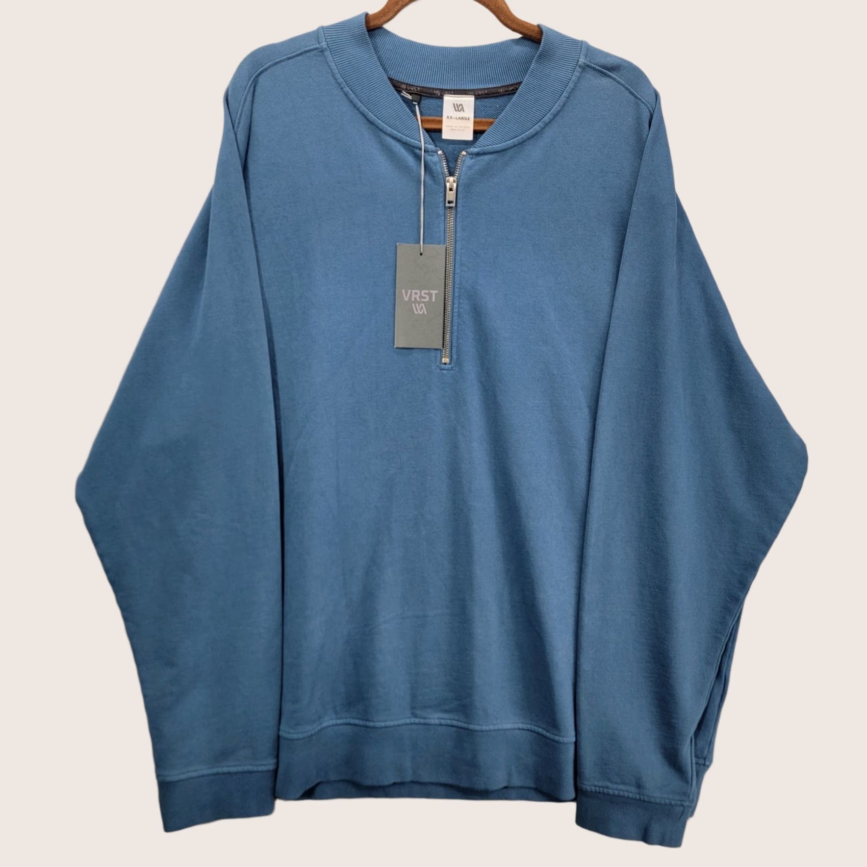 Vintage VRST Pullover Mens 2XL Half Zip Bomber Sweater Washed Terry Teal Size US XXL / EU 58 / 5 - 1 Thumbnail