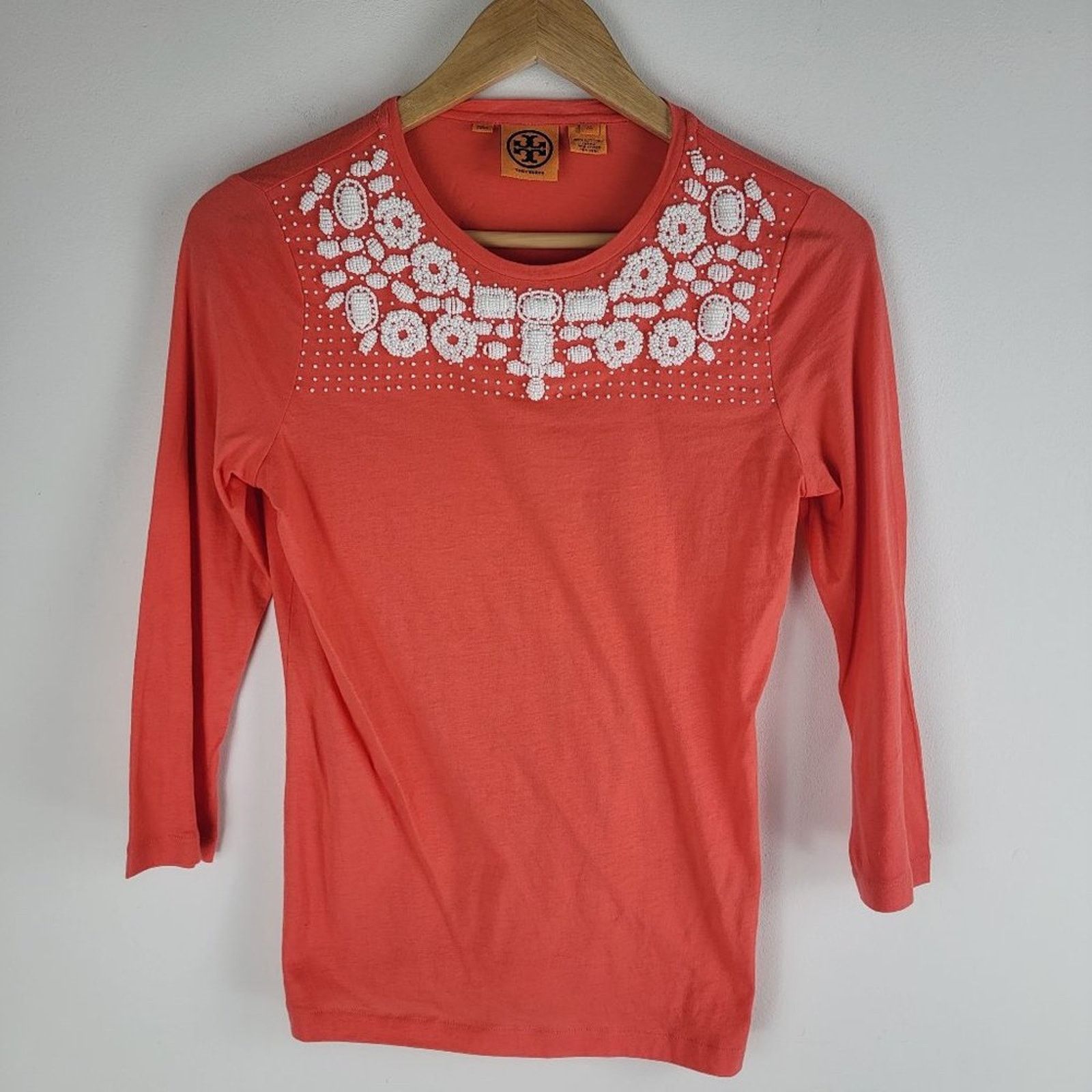 Tory Burch Tory Burch Embellished Long Sleeve Blouse Pink Crew Neck XS Size XS / US 0-2 / IT 36-38 - 2 Thumbnail