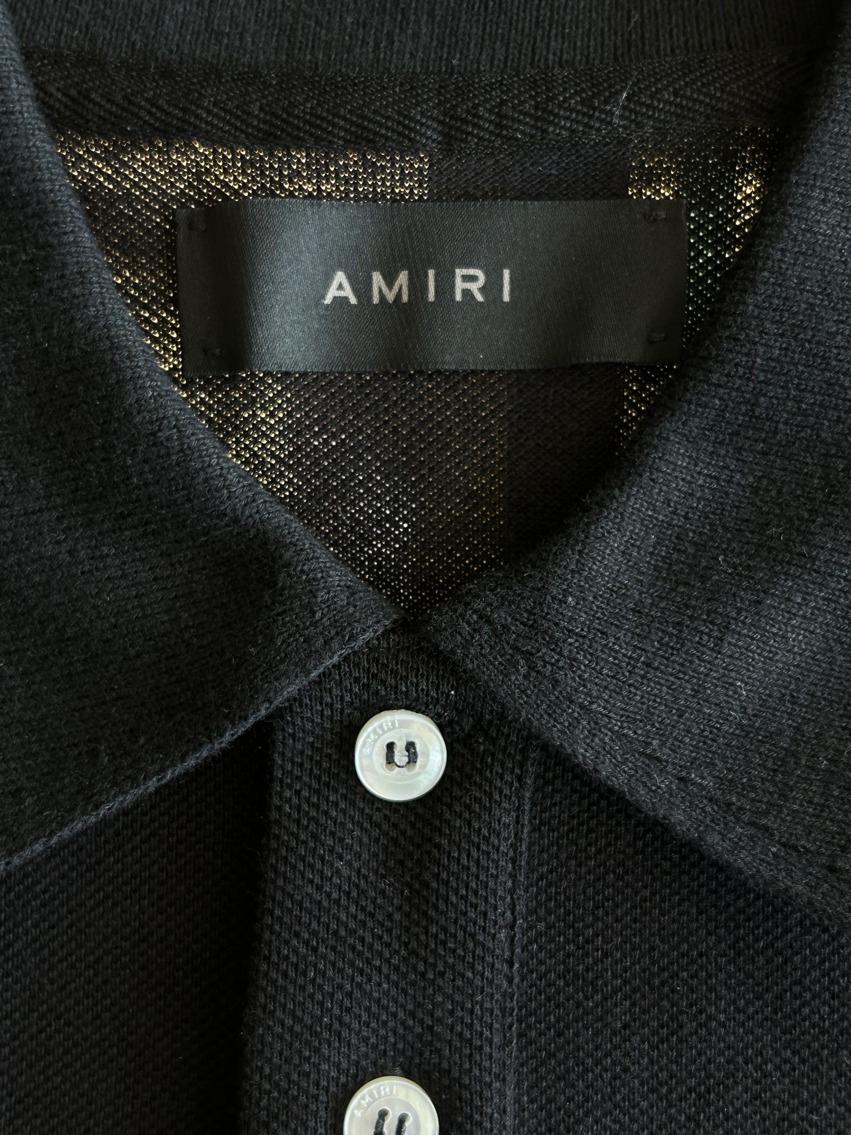 Amiri Amiri Black & White Quad MA Logo Embroidered Polo T-Shirt Size US S / EU 44-46 / 1 - 3 Thumbnail