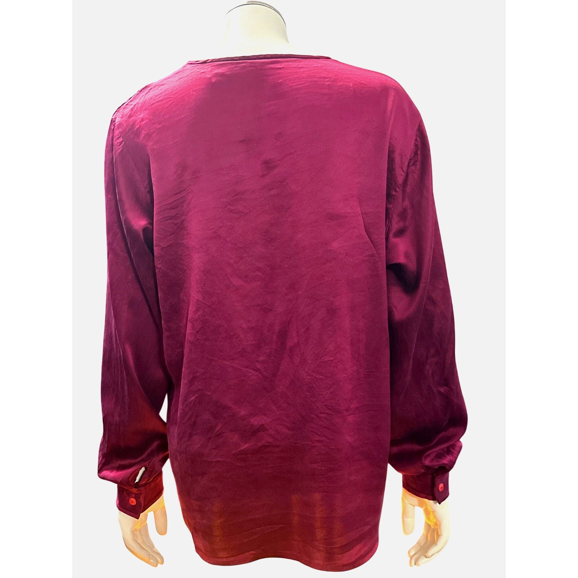Other Vintage All Silk Blouse by Jonathan Logan 14 Magenta Long Sl Size XL / US 12-14 / IT 48-50 - 6 Thumbnail