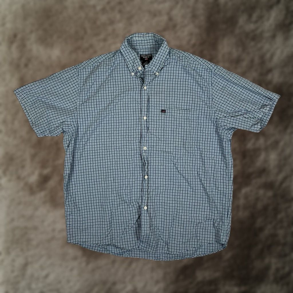 Ralph Lauren VINTAGE Ralph Lauren Jeans Co Short Sleeve Plaid Button Up Shirt XL Blue Mens Casual 90s Retro Classic Size US XL / EU 56 / 4 - 1 Thumbnail