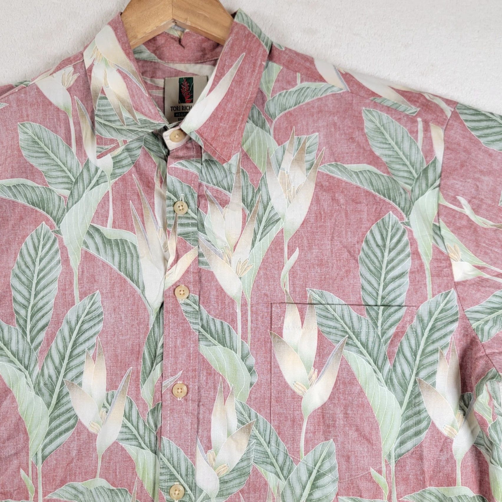 Tori Richard VINTAGE Tori Richard Hawaiian Shirt Mens L Red Short Sleeve 100% Cotton 1980s Summer Beach Size US L / EU 52-54 / 3 - 2 Thumbnail