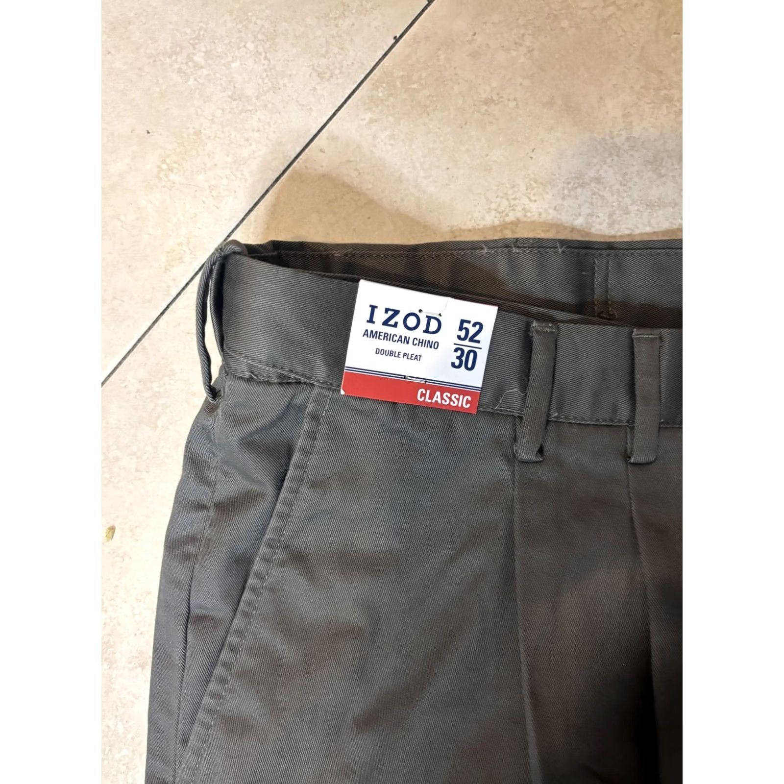 Izod Izod Mens Pants 52x30 Green Chino Classic Double Pleat Big & Tall Non Iron Size US 36 / EU 52 - 2 Thumbnail