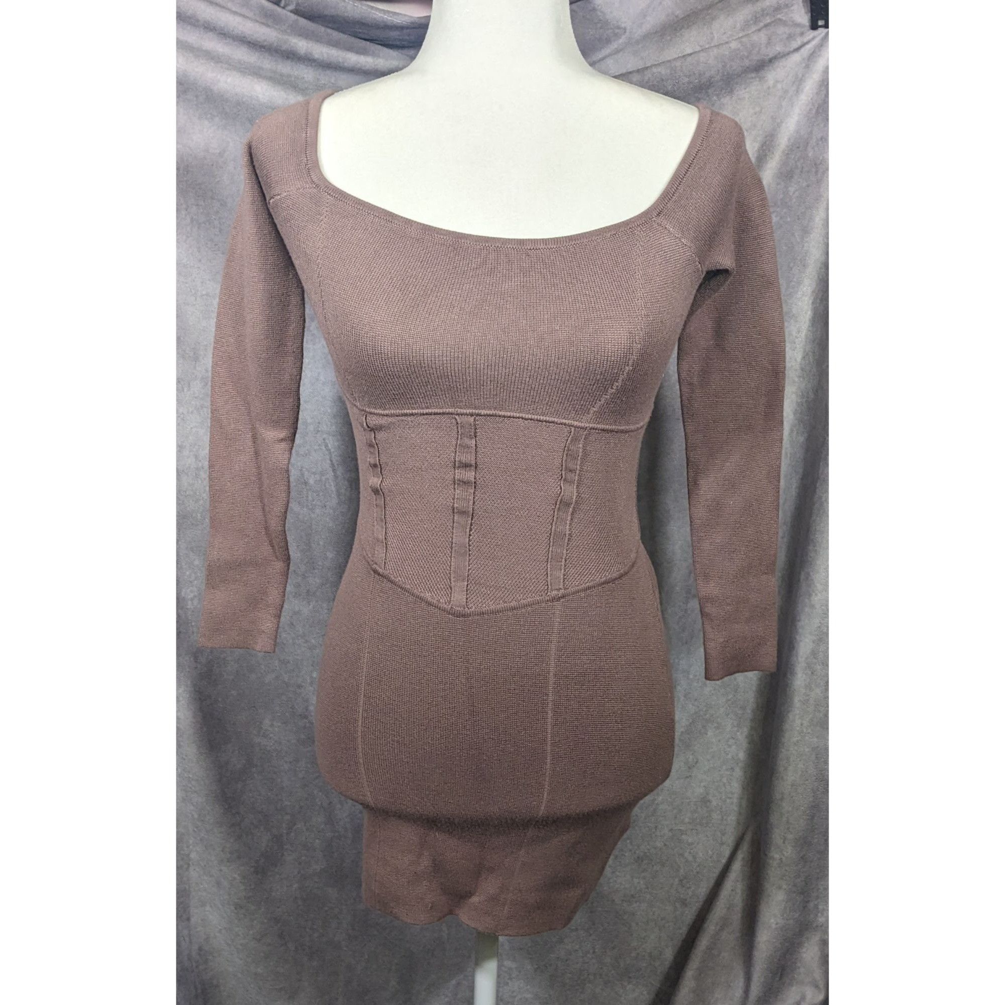 Abercrombie & Fitch Abercrombie & Fitch Black Knit Faux Corset Waist Dress Size Size XS / US 0-2 / IT 36-38 - 8 Thumbnail
