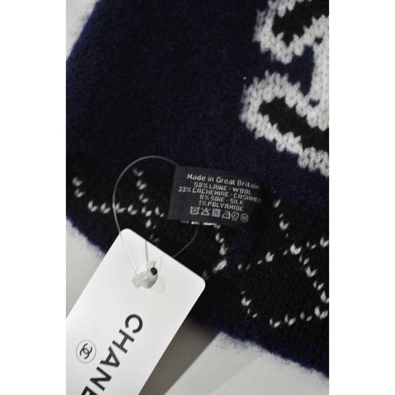 Chanel Chanel Wool Cashmere Black CC Logo Beanie Winter Hat Cloche Size ONE SIZE - 9 Thumbnail