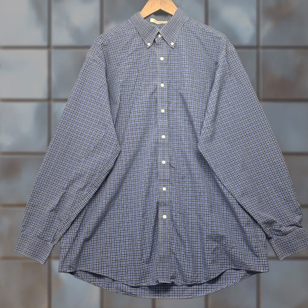 Vintage LL Bean Mens Shirt XLT Long Sleeve Button Front Blue Plaid 100% Cotton Mens XLT Blue Plaid Long Sleeve Button Front Shirt Size US XL / EU 56 / 4 - 1 Thumbnail