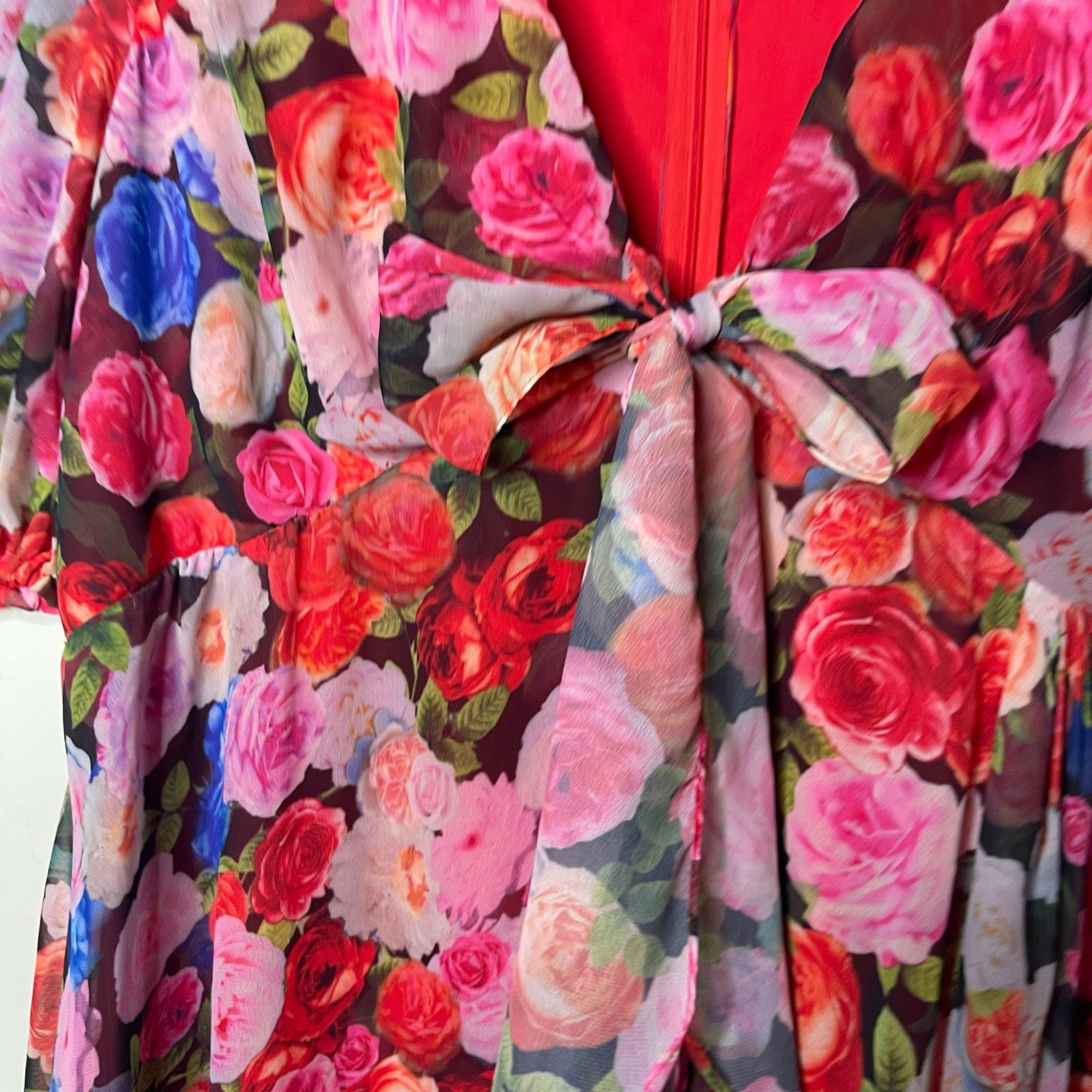 Other Ieena Duggal 55626 Floral Print Chiffon Dress Rose pink 16 Size XXL / US 16-18 / IT 52-54 - 4 Thumbnail