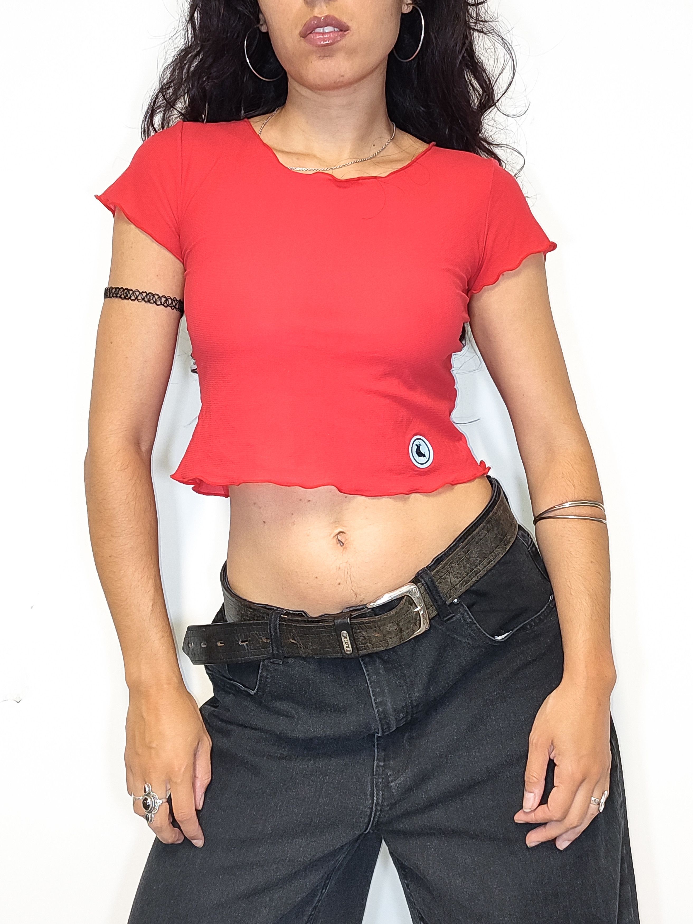 Vintage Vintage Y2k Rave See Through Red Mesh Tshirt Size S / US 4 / IT 40 - 1 Thumbnail
