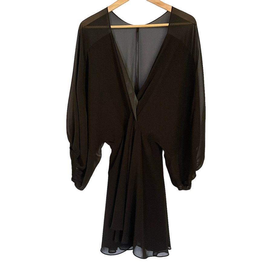 Mara Hoffman Mara Hoffman Black Chiffon Balloon Sleeve Mini Dress Size S / US 4 / IT 40 - 1 Thumbnail
