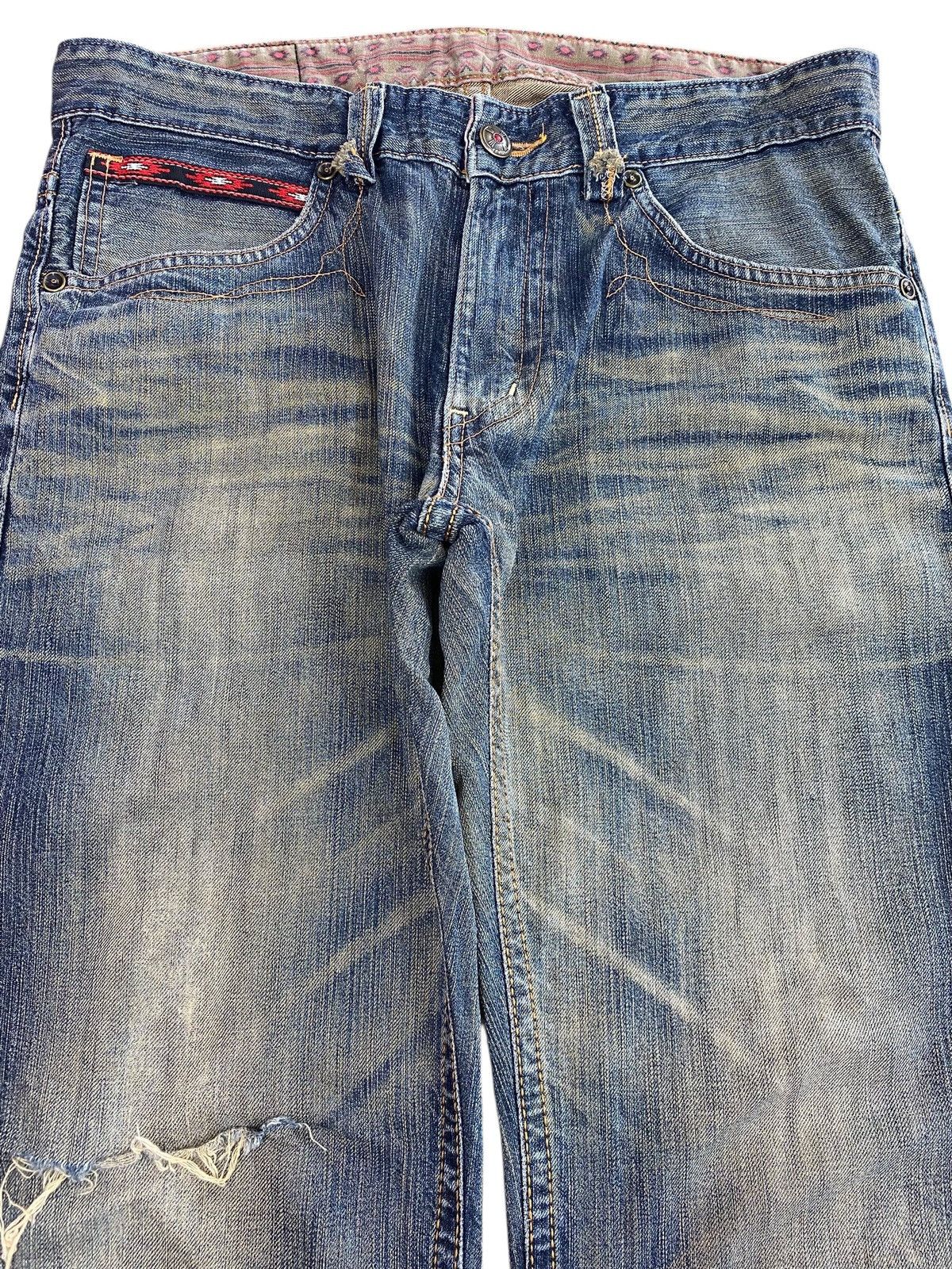 Edwin Edwin Mud Wash Whiskered Distressed Style Straight Jeans Size US 35 - 2 Thumbnail