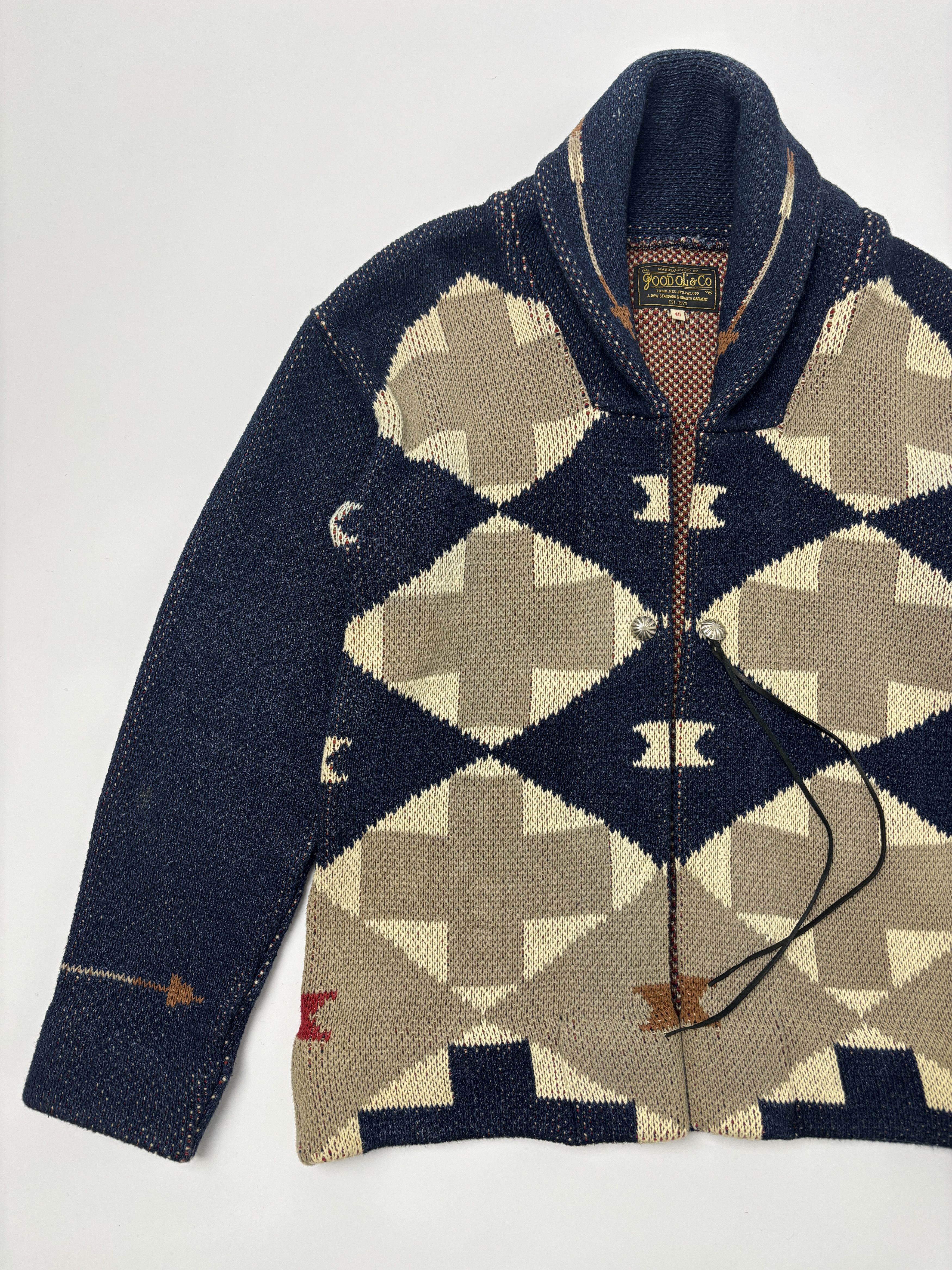 Japanese Brand Good Ol’ Shawl Collar Cardigan Southwestern Made in Japan Size US M / EU 48-50 / 2 - 2 Thumbnail