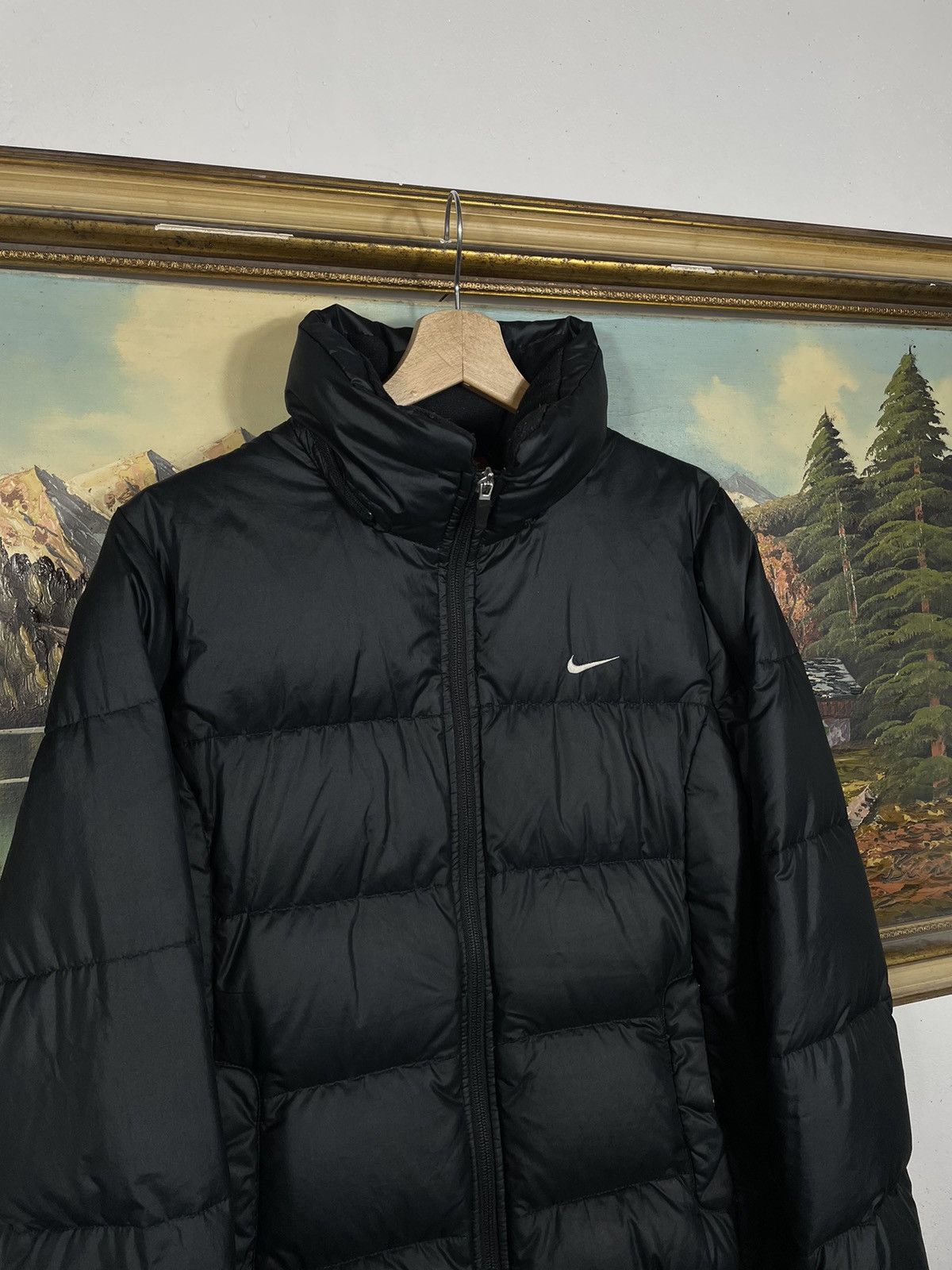 Nike × Vintage Nike Small Swoosh Zip Hoodie Black Y2k 00s Retro Size L / US 10 / IT 46 - 4 Thumbnail