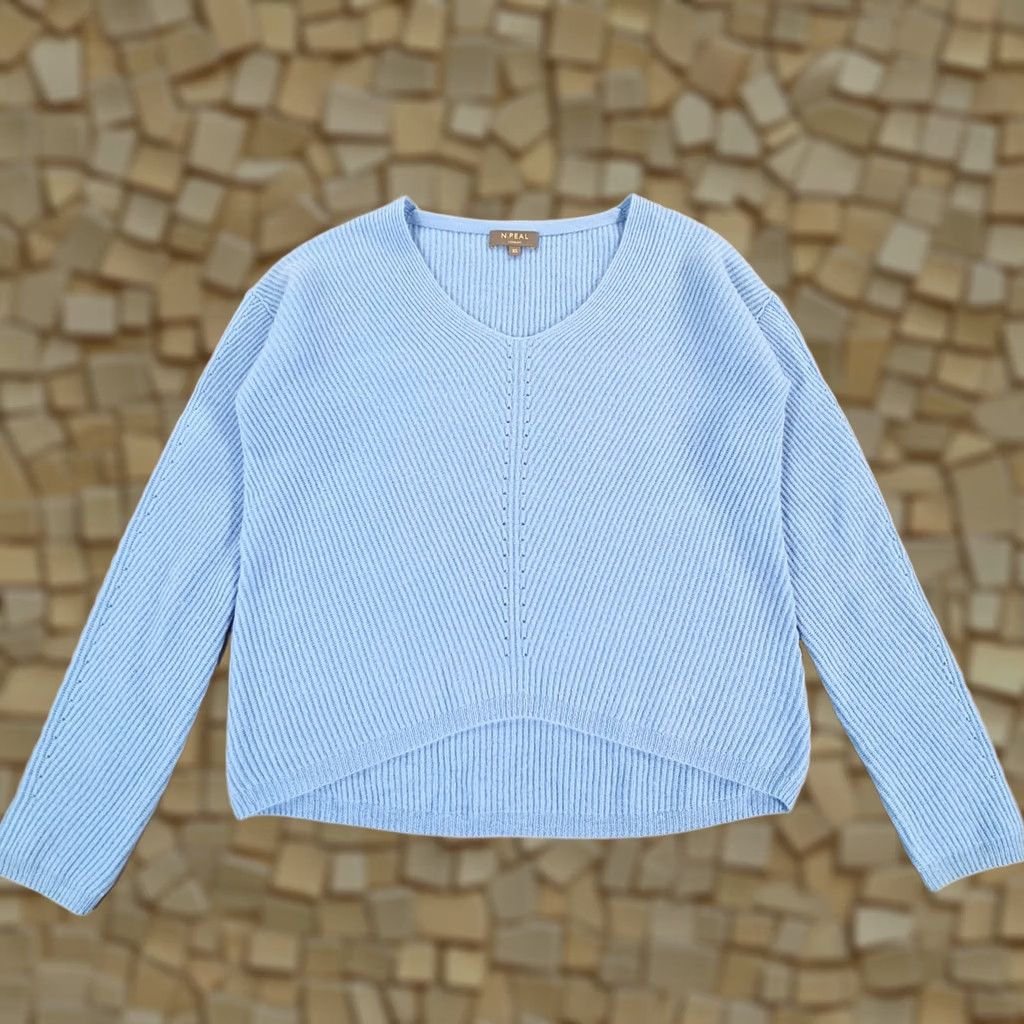 N.Peal N Peal Womens Jumper Blue XS 100% Cashmere Knit Pullover V Neck Size XS / US 0-2 / IT 36-38 - 1 Thumbnail