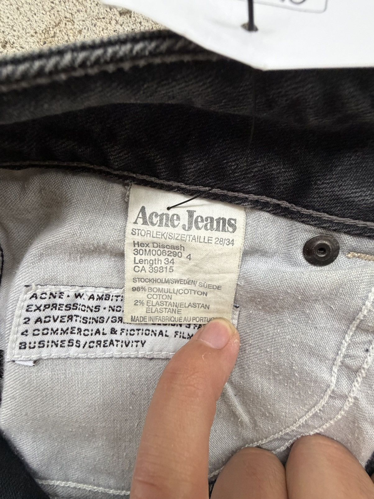Acne Studios Hex Discash Black Leather Patch Denim Jeans Size US 28 / EU 44 - 5 Thumbnail
