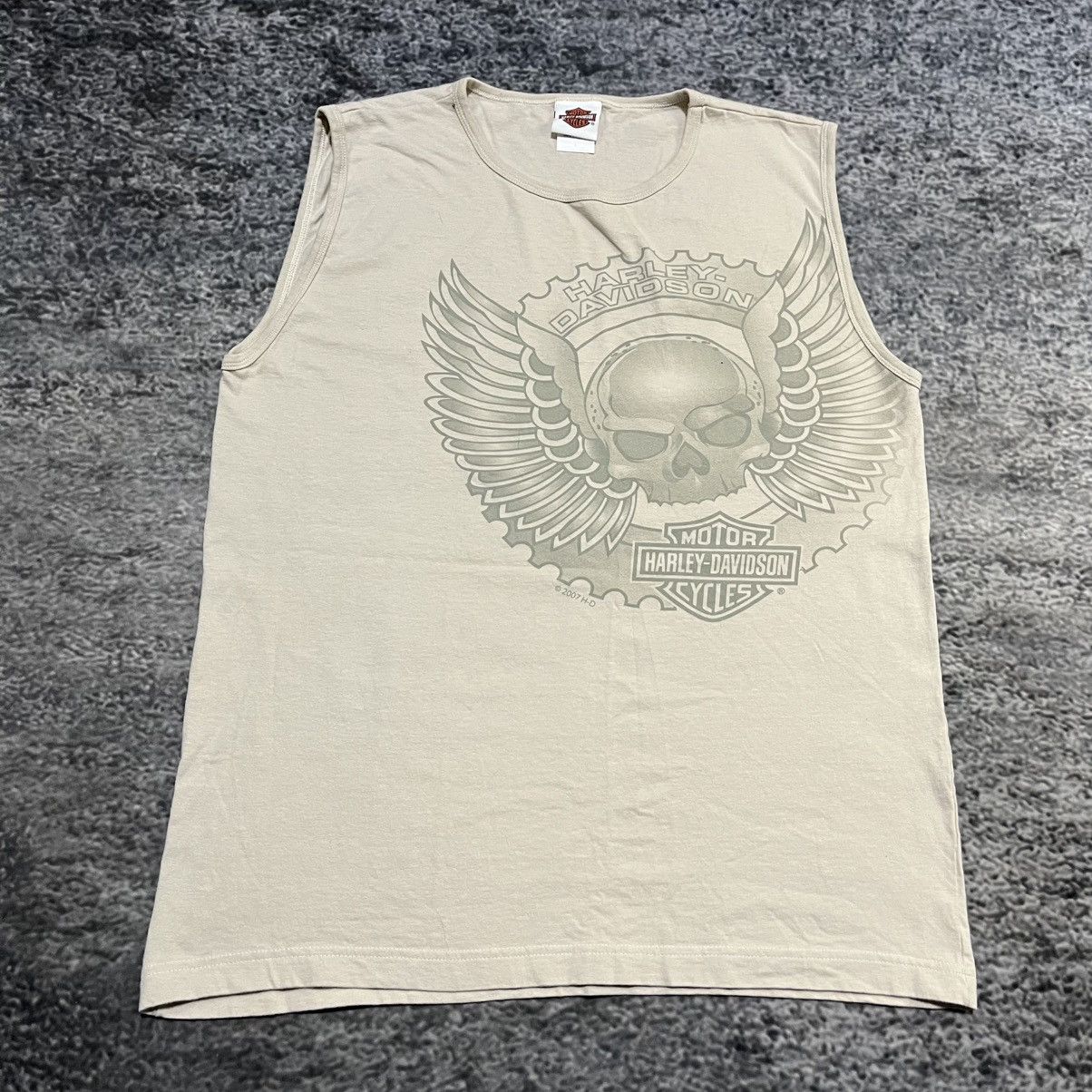 Harley Davidson Vintage Harley Davidson Sleeveless Shirt Skull 2000s Large Size US L / EU 52-54 / 3 - 3 Thumbnail