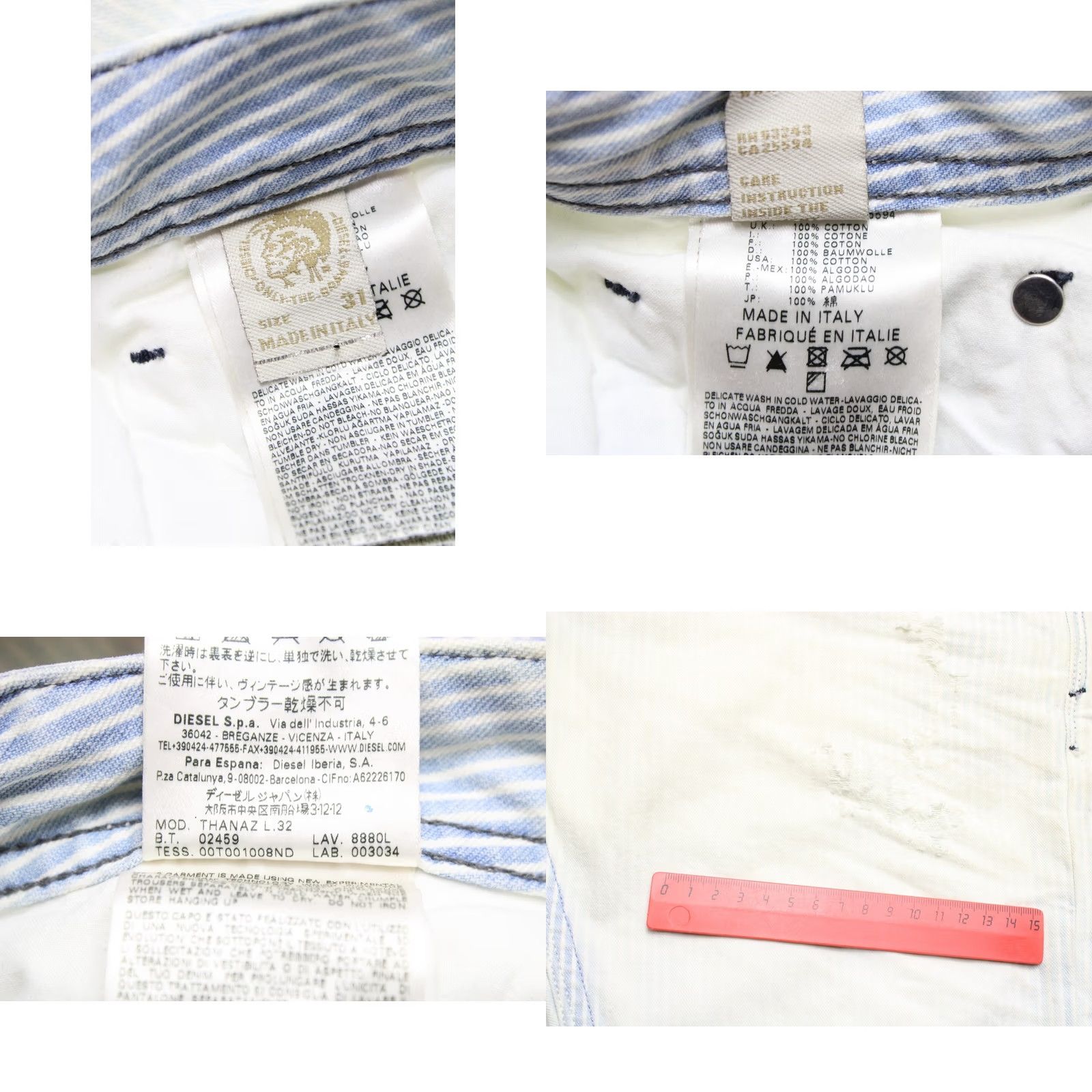 Diesel DIESEL D.N.A Thanaz Slim-Skinny 8880L Jeans Men's W31/L32 Zip Faded Distressed Size US 31 - 8 Thumbnail