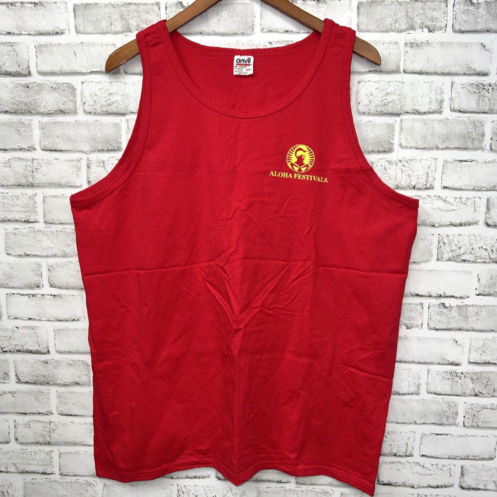 Anvil VINTAGE Anvil Red Sleeveless Shirt Men 2X USA Festivals Casual Summer Size US XXL / EU 58 / 5 - 2 Thumbnail