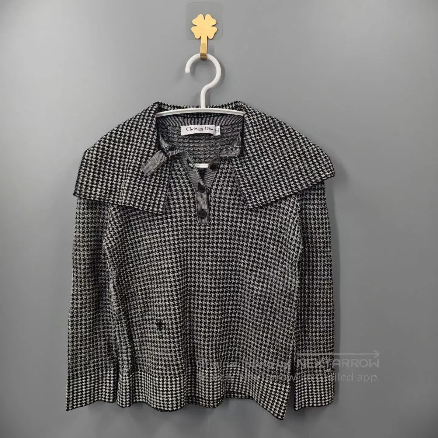 Dior Dior Houndstooth Bow Collar Wool Knit Sweater| Size XXS / US 00 / IT 34 - 1 Thumbnail