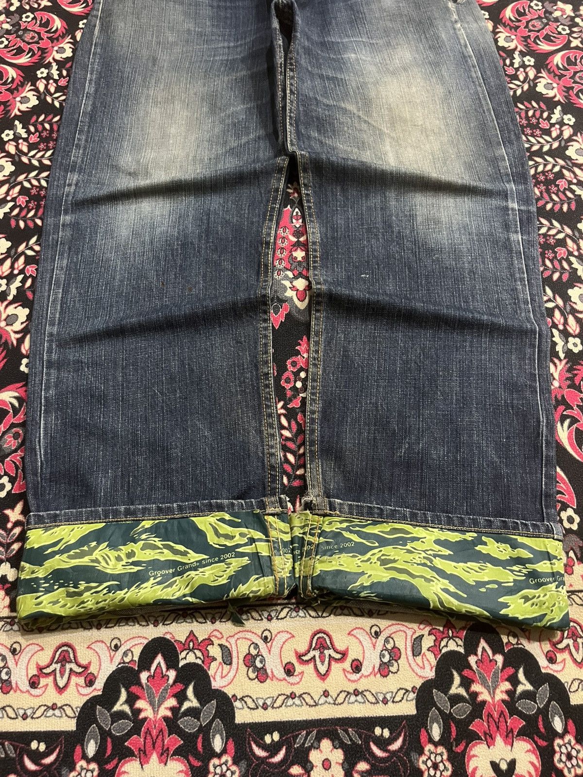 Xlarge Vintage X Large Groover Grand Green Camo Blue Washed Jeans Size US 36 / EU 52 - 12 Thumbnail