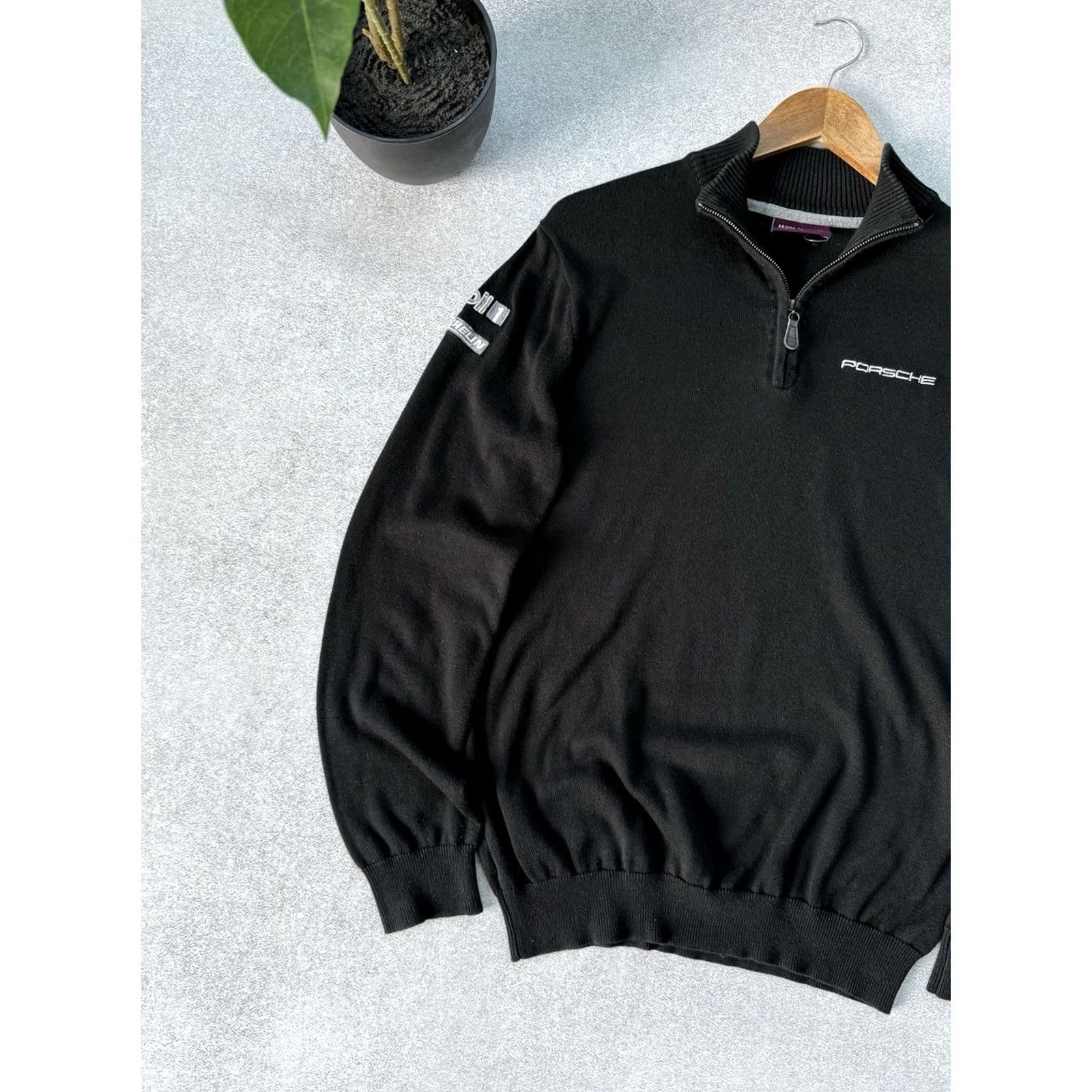 Vintage VINTAGE Porsche Design Half Zip Knit Sweater Racing Black Size S Mens Porsche Racing Pullover Knitting Cotton 90s Cars Bib Size US S / EU 44-46 / 1 - 3 Thumbnail