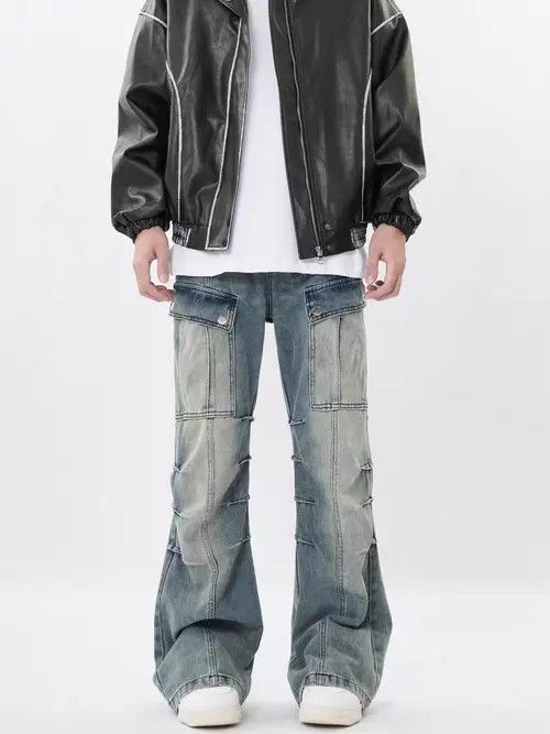 VIBE Retro Heavy Duty Washed Multi-Pocket Cargo Jeans Size US 31 - 8 Thumbnail
