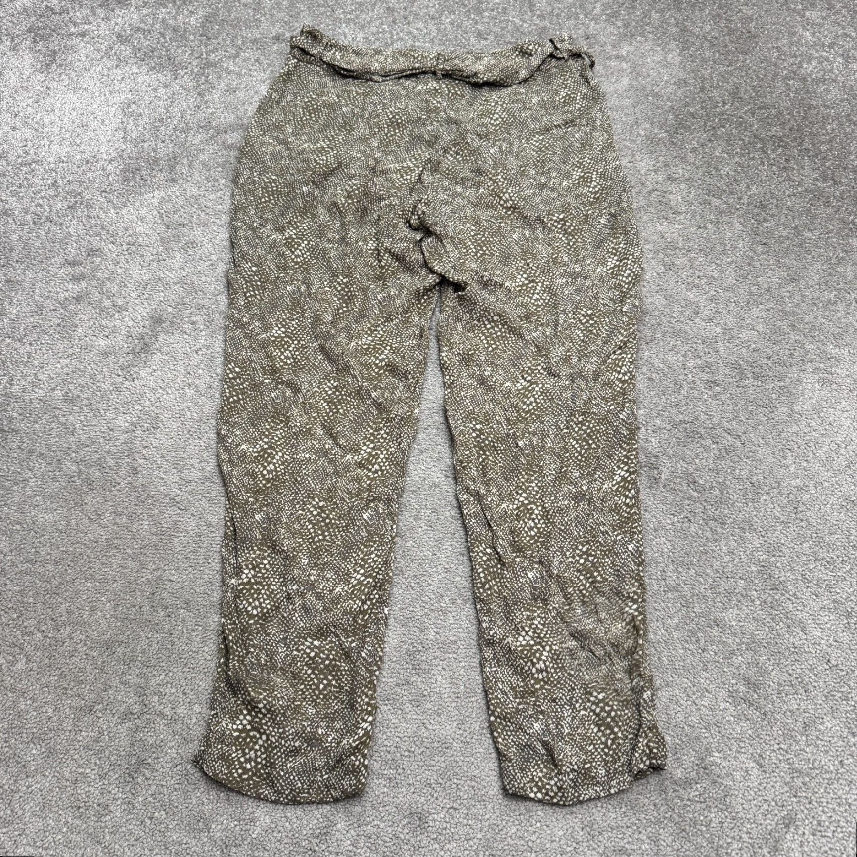 Joie Joie Silk Pants Anke Print Belted Tapered Womens 8 Green Animal High Rise 32x29 Size 30" / US 8 / IT 44 - 2 Thumbnail