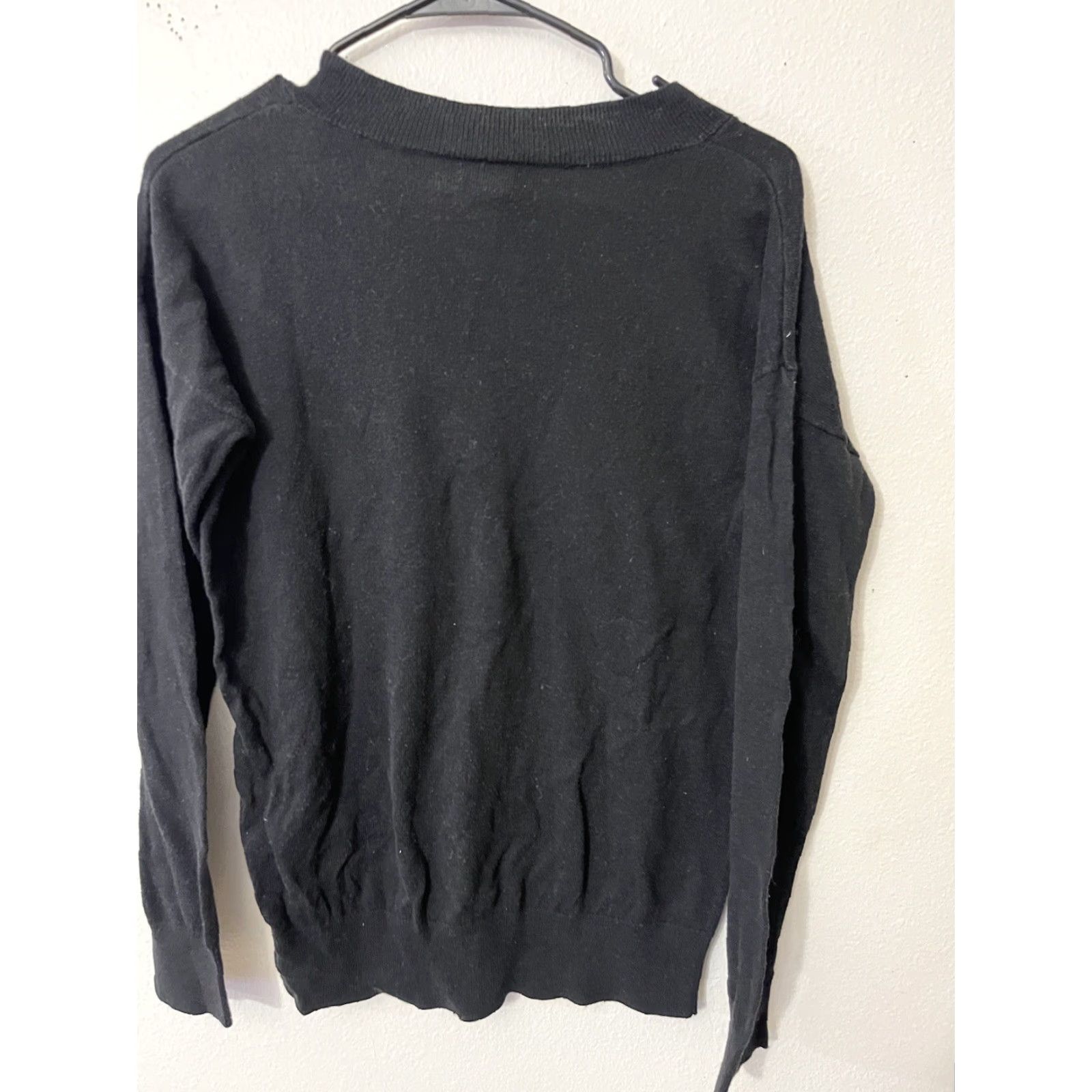 Lucky Brand Lucky Brand Women Black V Neck Long Sleeve Pullover Sweater XS/S Regular Casual Knit Cotton Cashmere Size S - Pullover Mens Womens Boys Girls Size S / US 4 / IT 40 - 2 Thumbnail