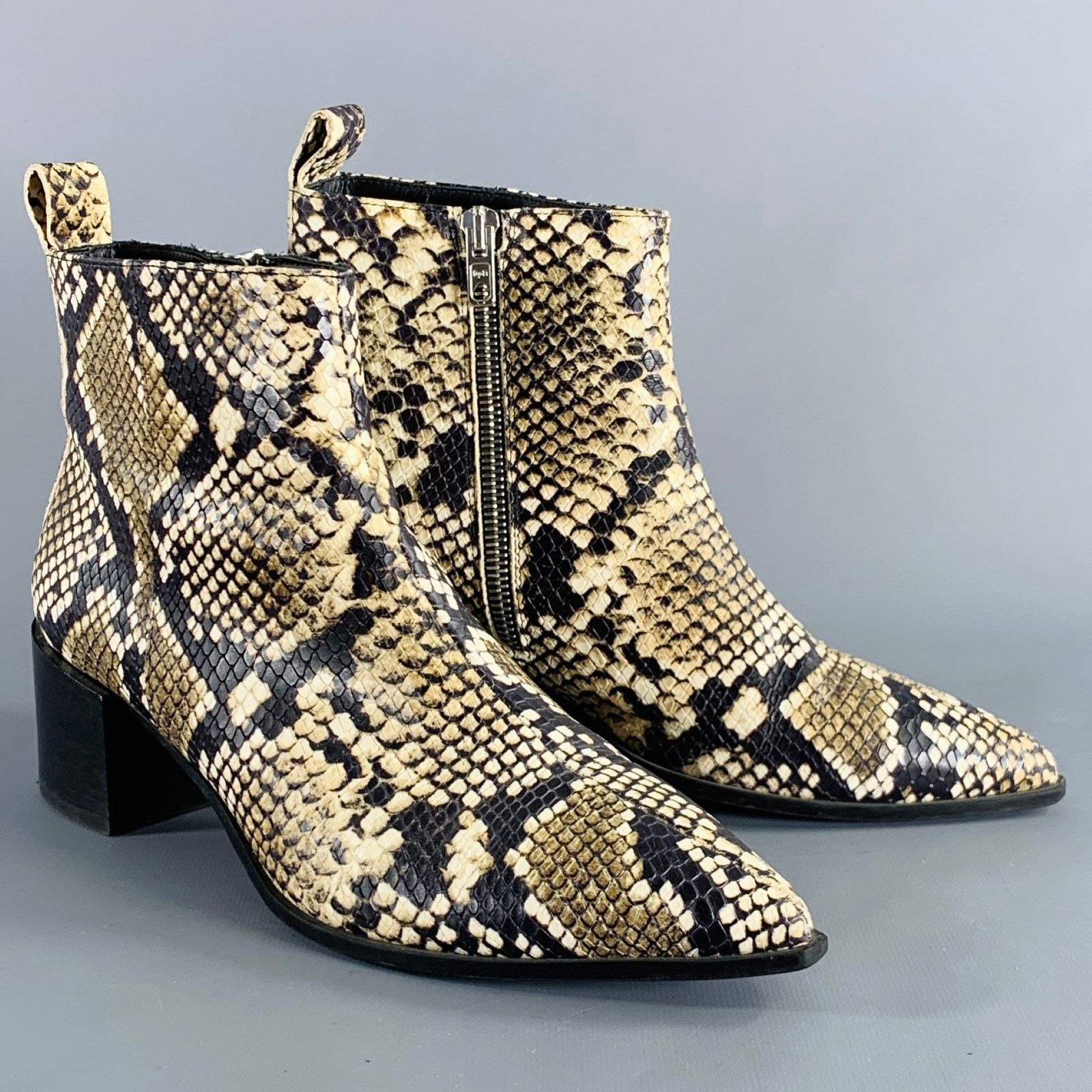 Everlane EVERLANE Size 6.5 Brown Cream Leather Snake Embossed Boots Size US 6.5 / IT 36.5 - 1 Thumbnail