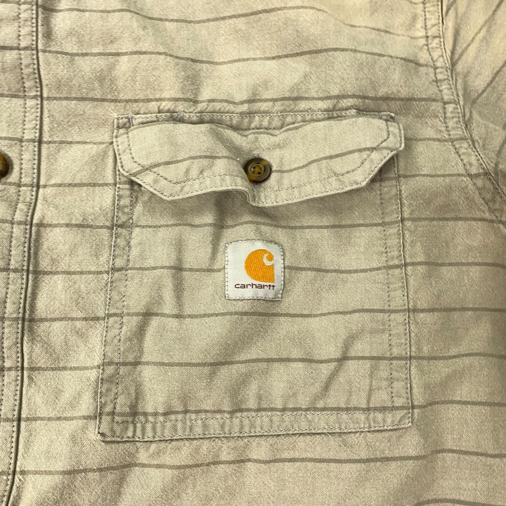 Carhartt VINTAGE Carhartt Loose Fit Shirt Mens Large Gray Striped Short Sleeve Workwear Size US L / EU 52-54 / 3 - 2 Thumbnail