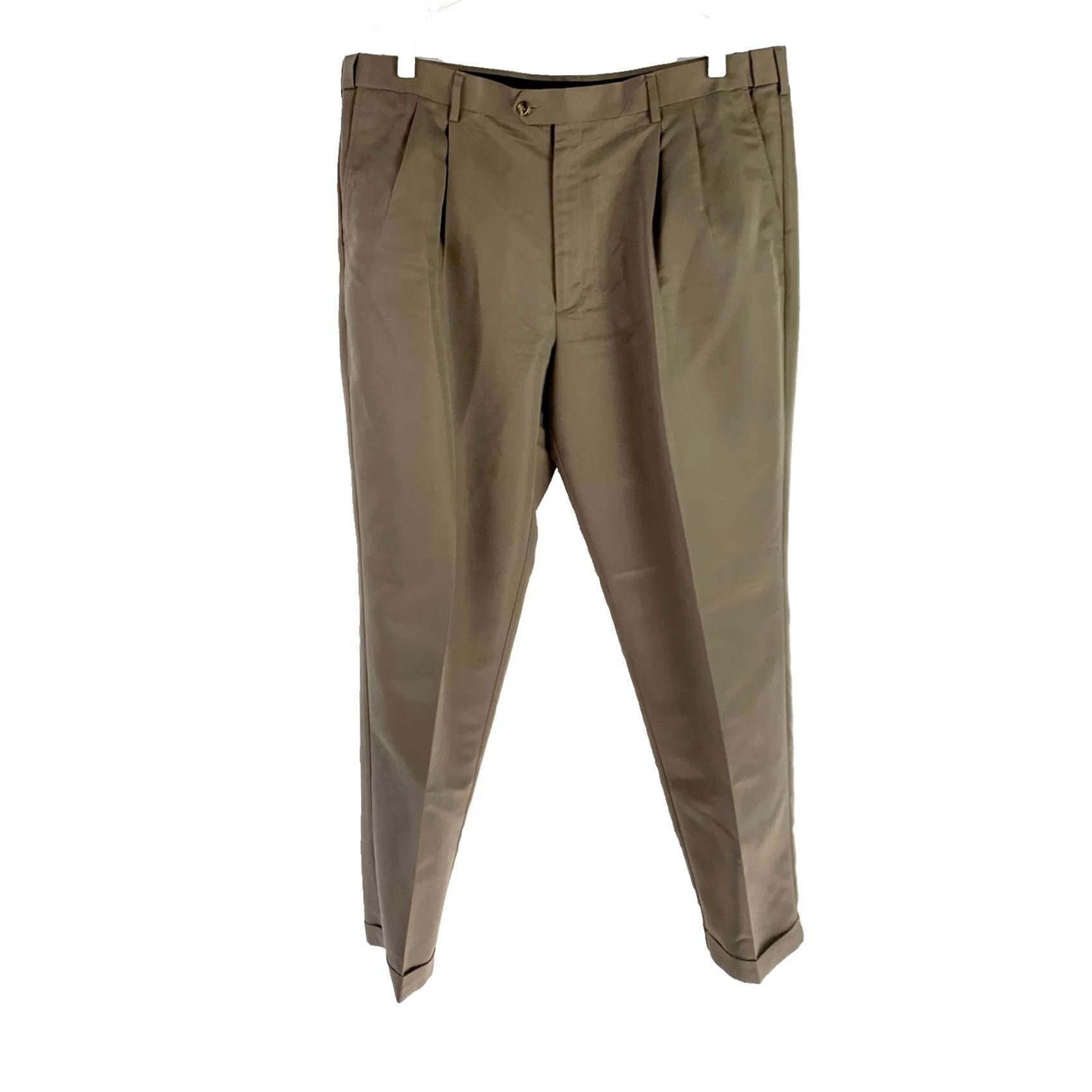 Perry Ellis Perry Ellis Portfolio Khaki Pants Mens 42 x 32 Pants Khaki 100% Polyester Front Flat Front Big & Tall Inseam 32 Pockets Zipper Button Read Stains Size US 42 / EU 58 - 2 Thumbnail