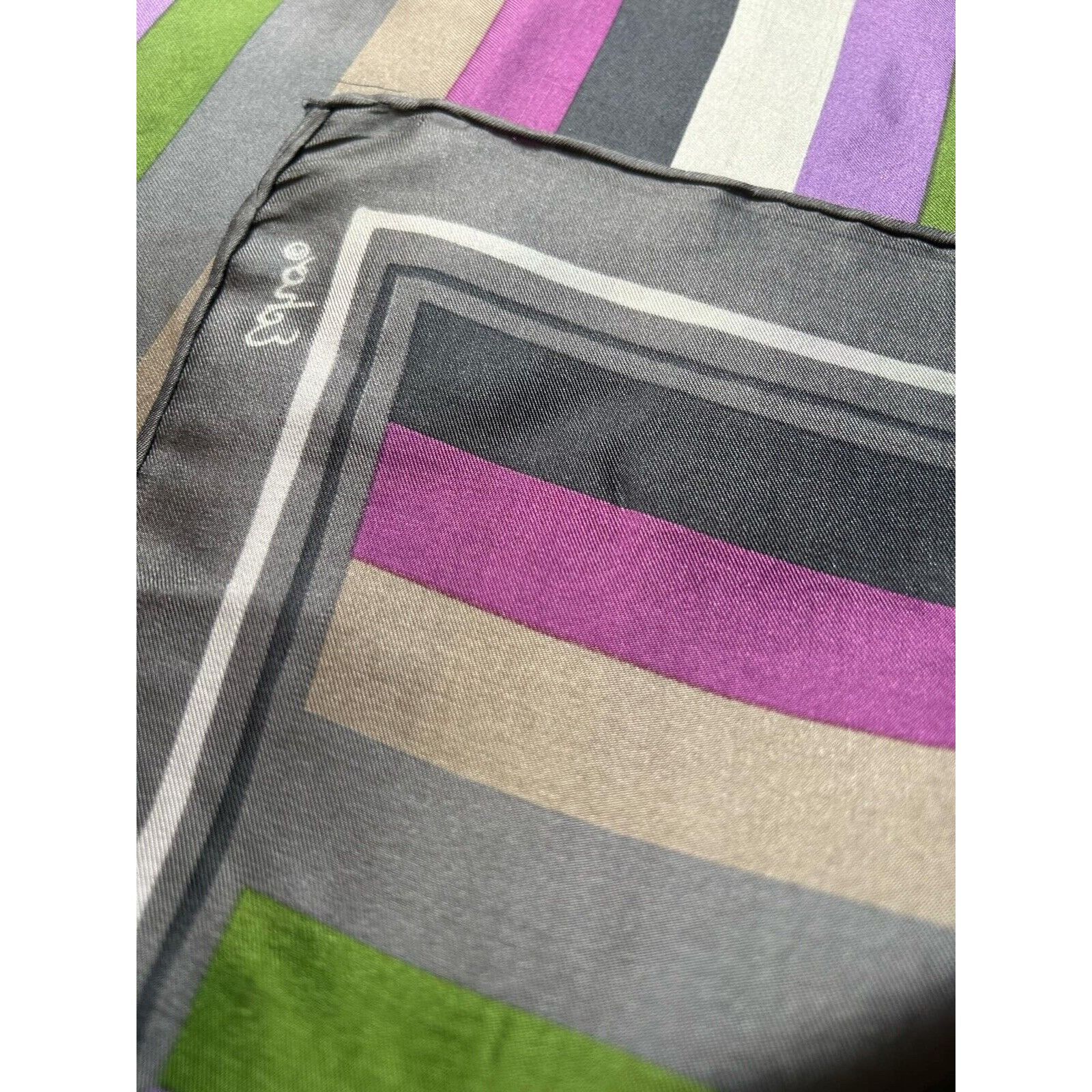 Other ECHO Gray Striped Silk Scarf SQR 26’’EX COND Size ONE SIZE - 4 Thumbnail
