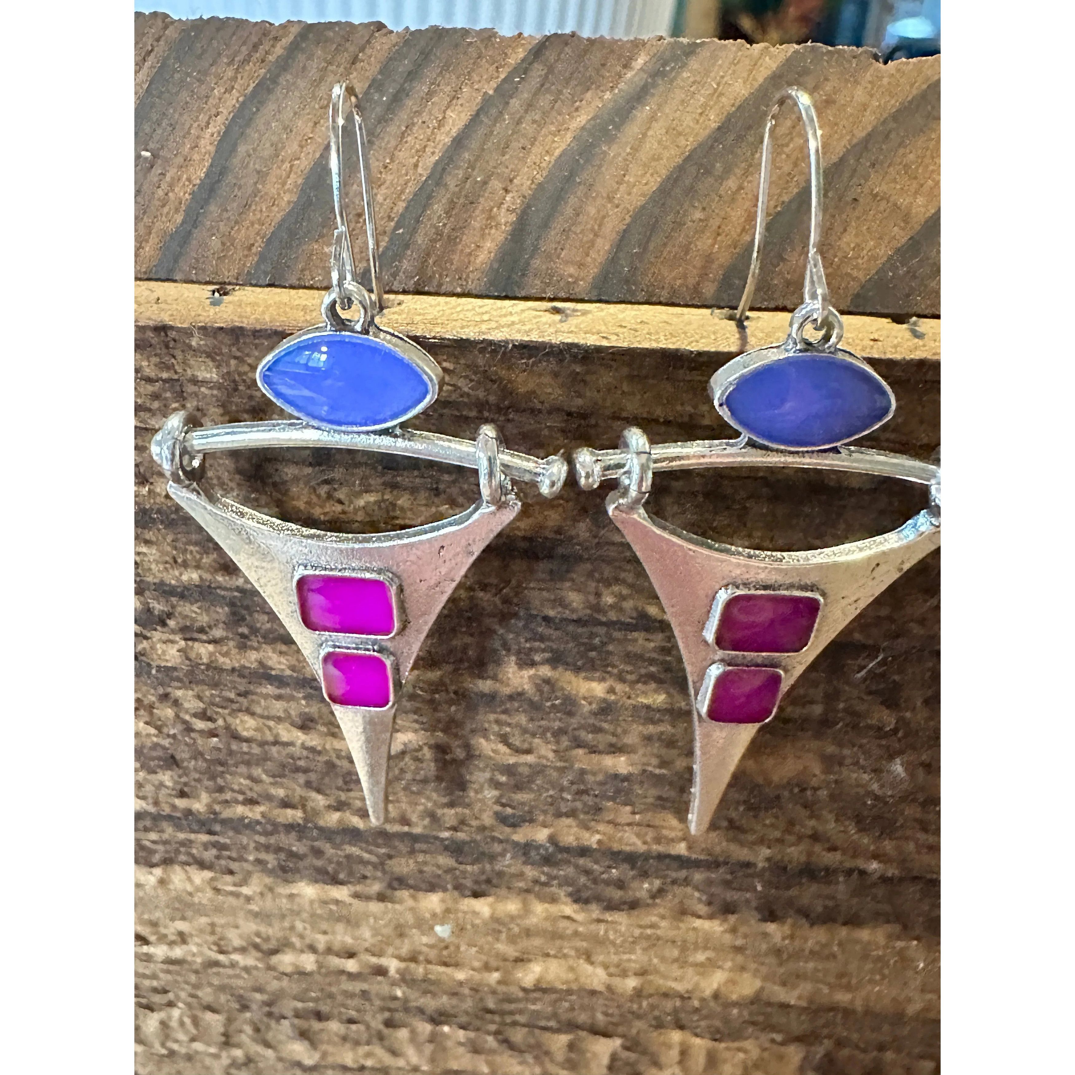 Other Boho Hippie Western Delicate Pointed Silver Purple Drop Wire Size ONE SIZE - 2 Thumbnail