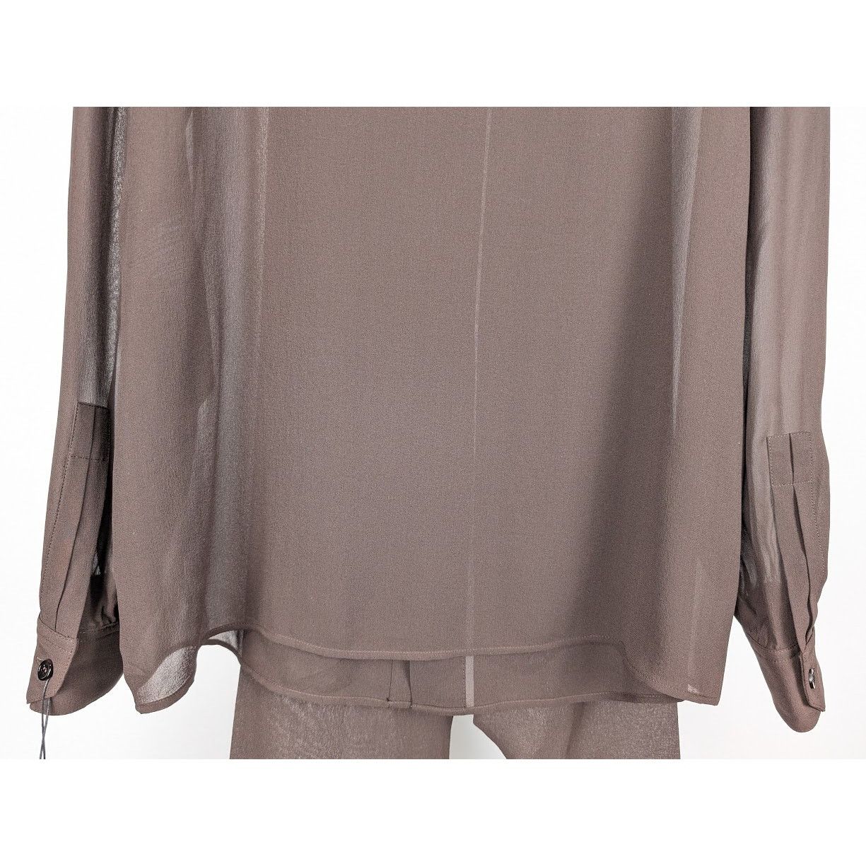 Saint Laurent Paris o1rshd1 Silk Lavalliere Shirt in Brown Size US S / EU 44-46 / 1 - 16 Thumbnail