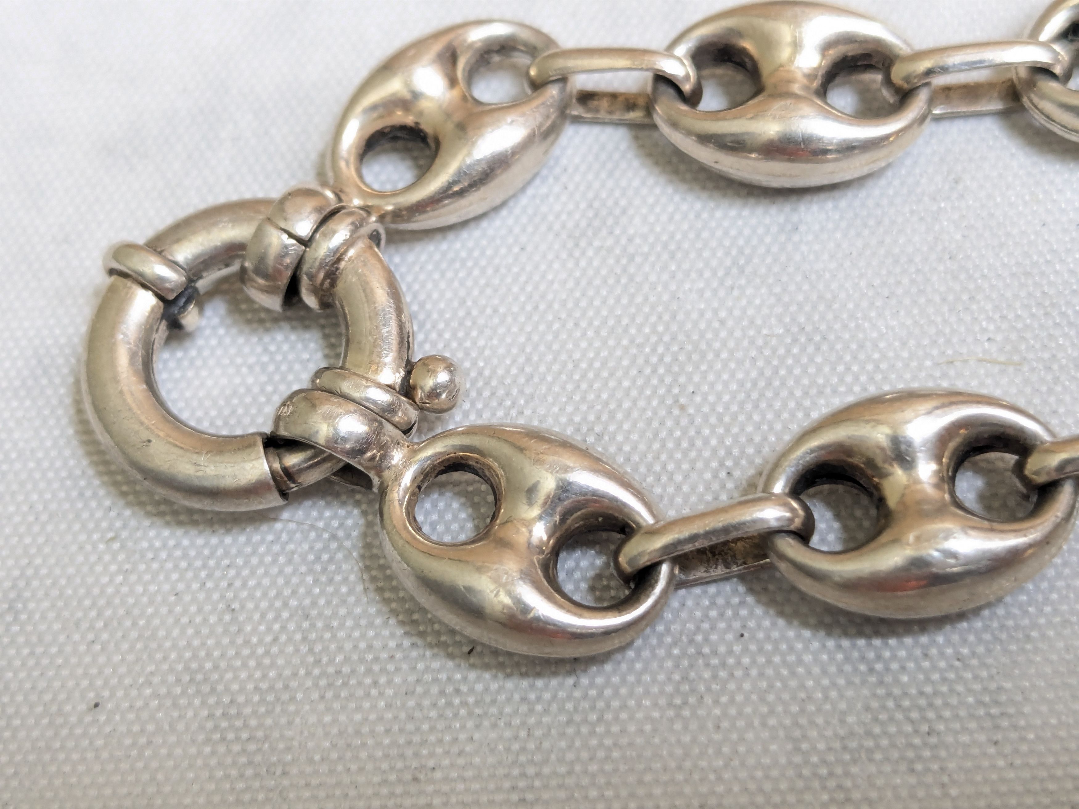 Jewelry Vintage Sterling Silver Anchor Mariner Bracelet 6.75" Hollow Size 26 - 8 Thumbnail