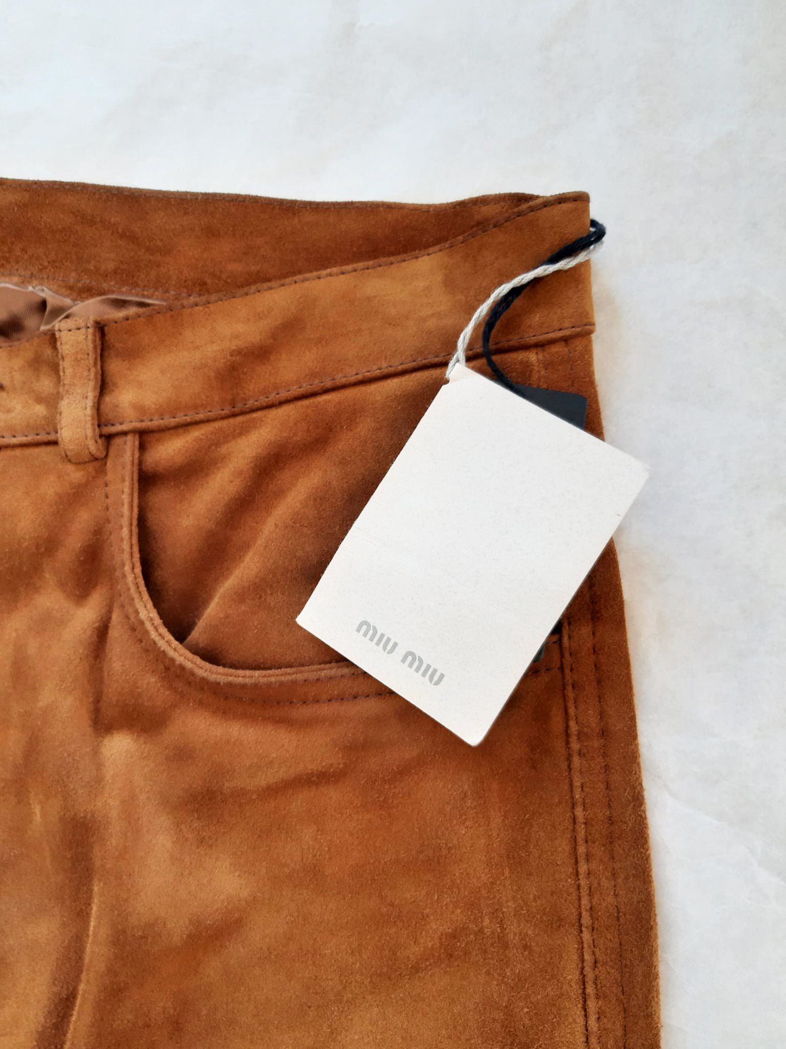 Miu Miu × Prada Miu Miu FW 2005 Runway Camel Suede Pants NWT Size US 30 / EU 46 - 3 Thumbnail